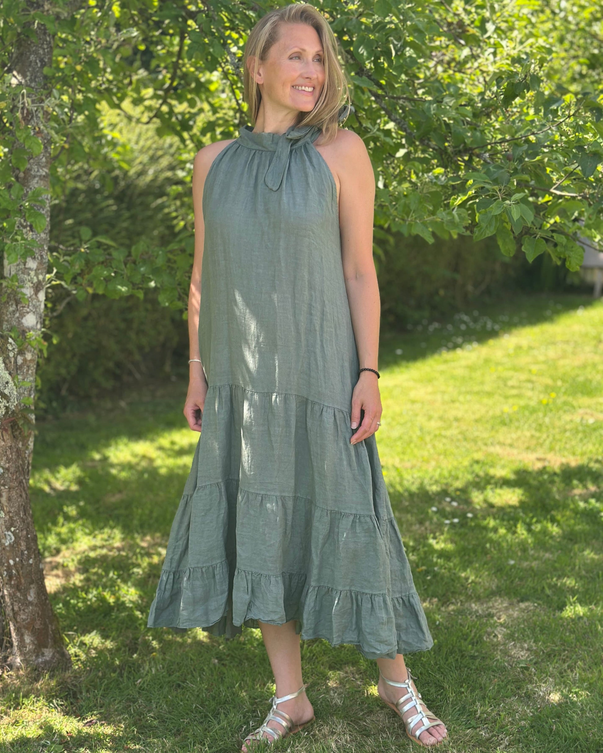 Clothing Linen Maxi Dress - Khaki
