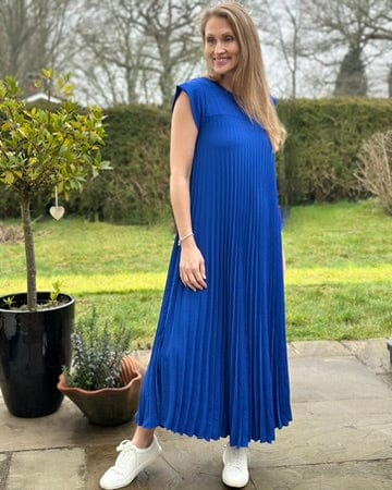 Clothing Long Pleated Dress - Cobalt Blue