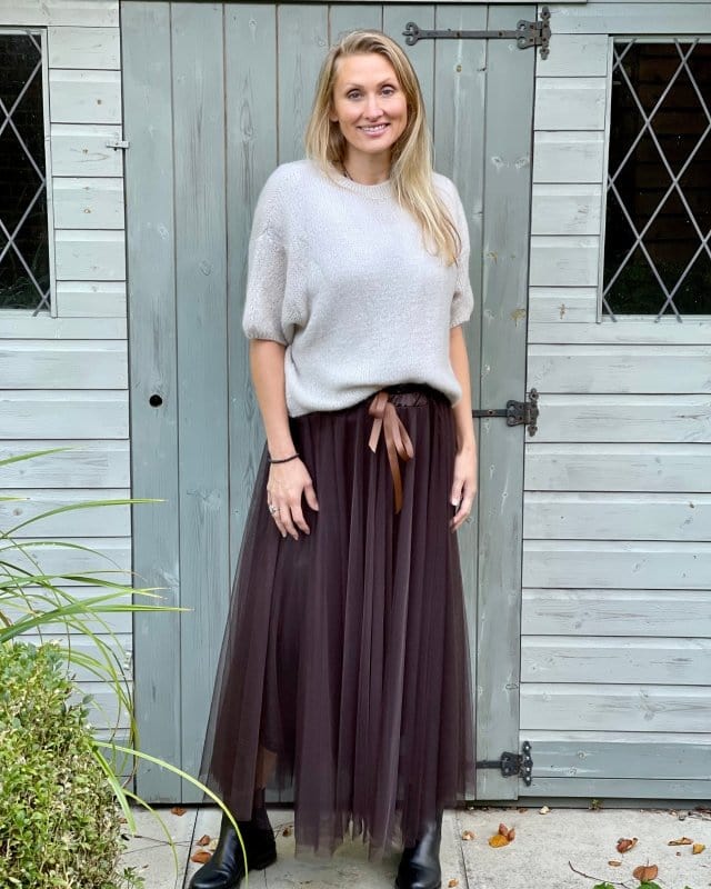 clothing Long Pleated Tulle Skirt - Chocolate Brown