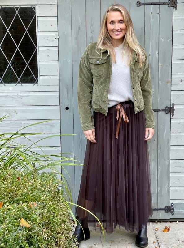 clothing Long Pleated Tulle Skirt - Chocolate Brown