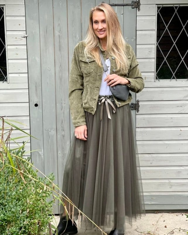 clothing Long Pleated Tulle Skirt - Khaki