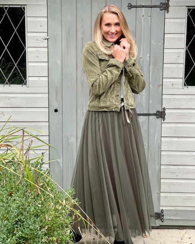 clothing Long Pleated Tulle Skirt - Khaki