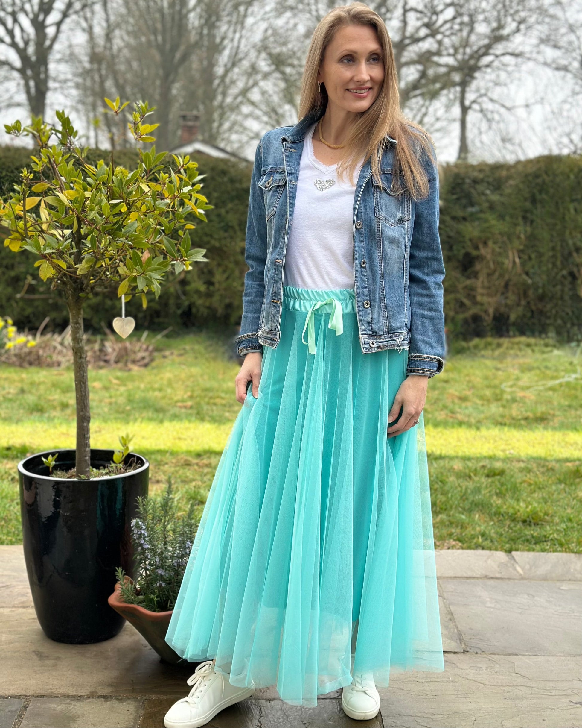 clothing Long Pleated Tulle Skirt - Sea Green