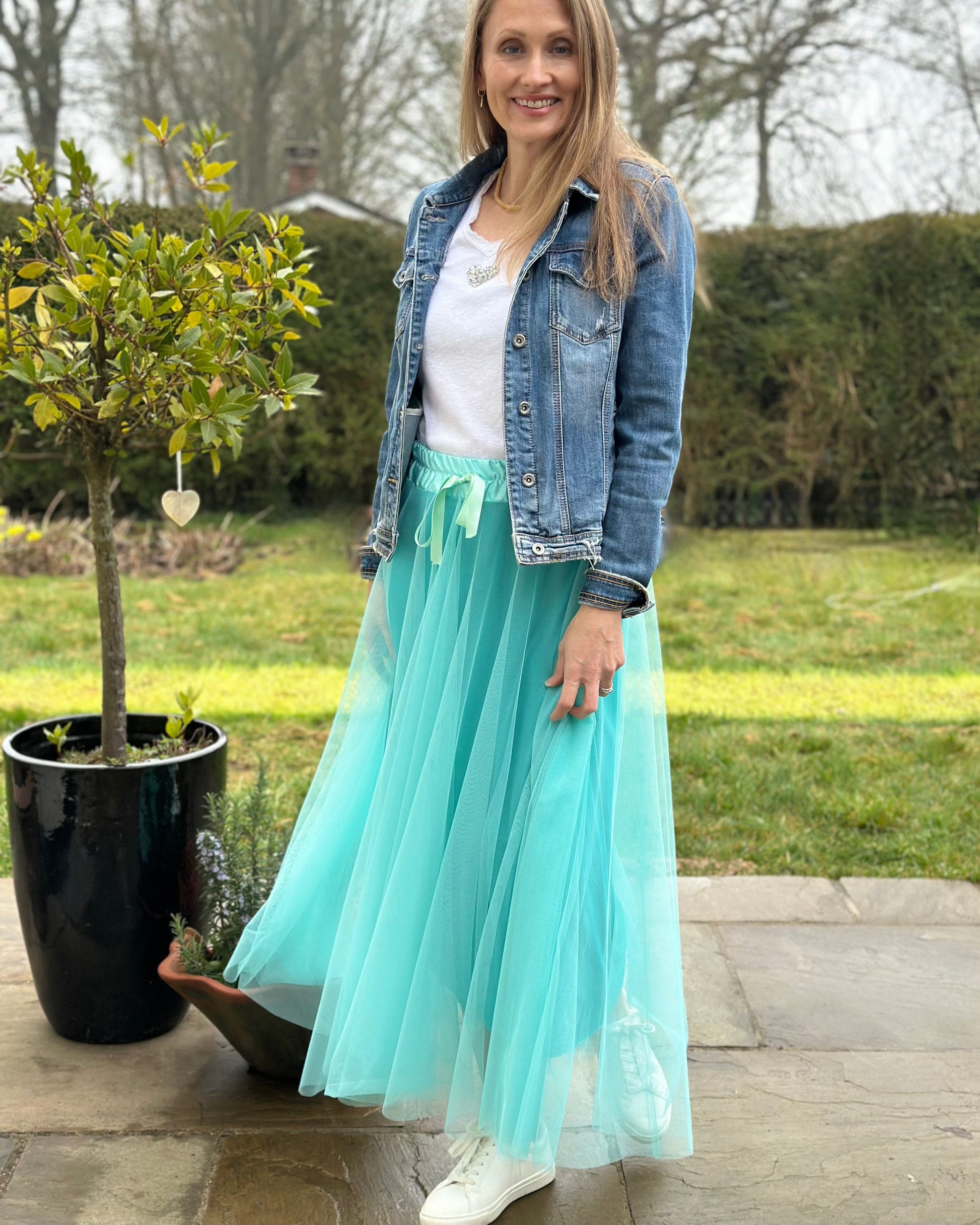clothing Long Pleated Tulle Skirt - Sea Green