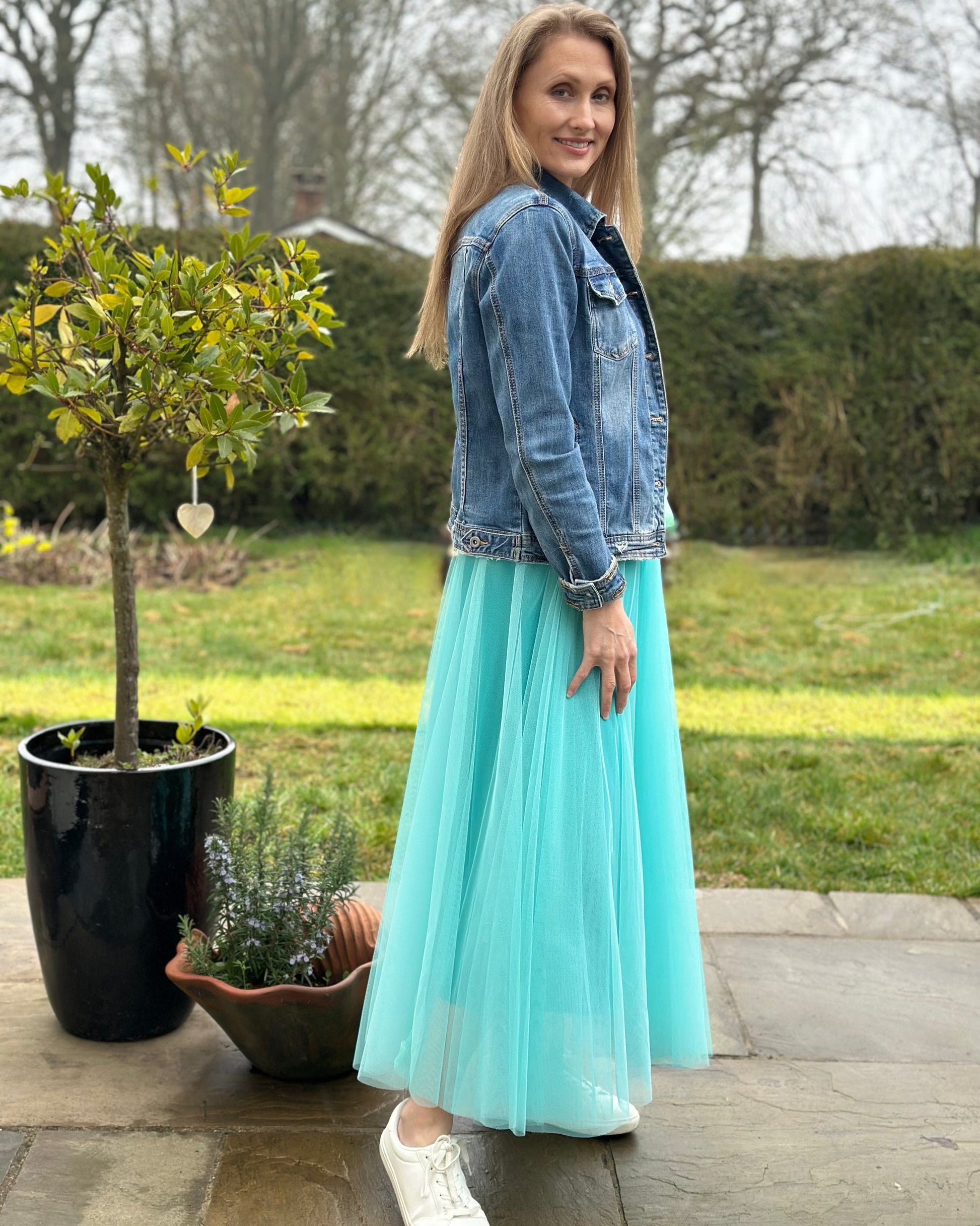 clothing Long Pleated Tulle Skirt - Sea Green