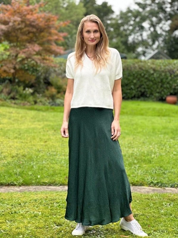 clothing Long Satin Leopard Print Skirt - Green