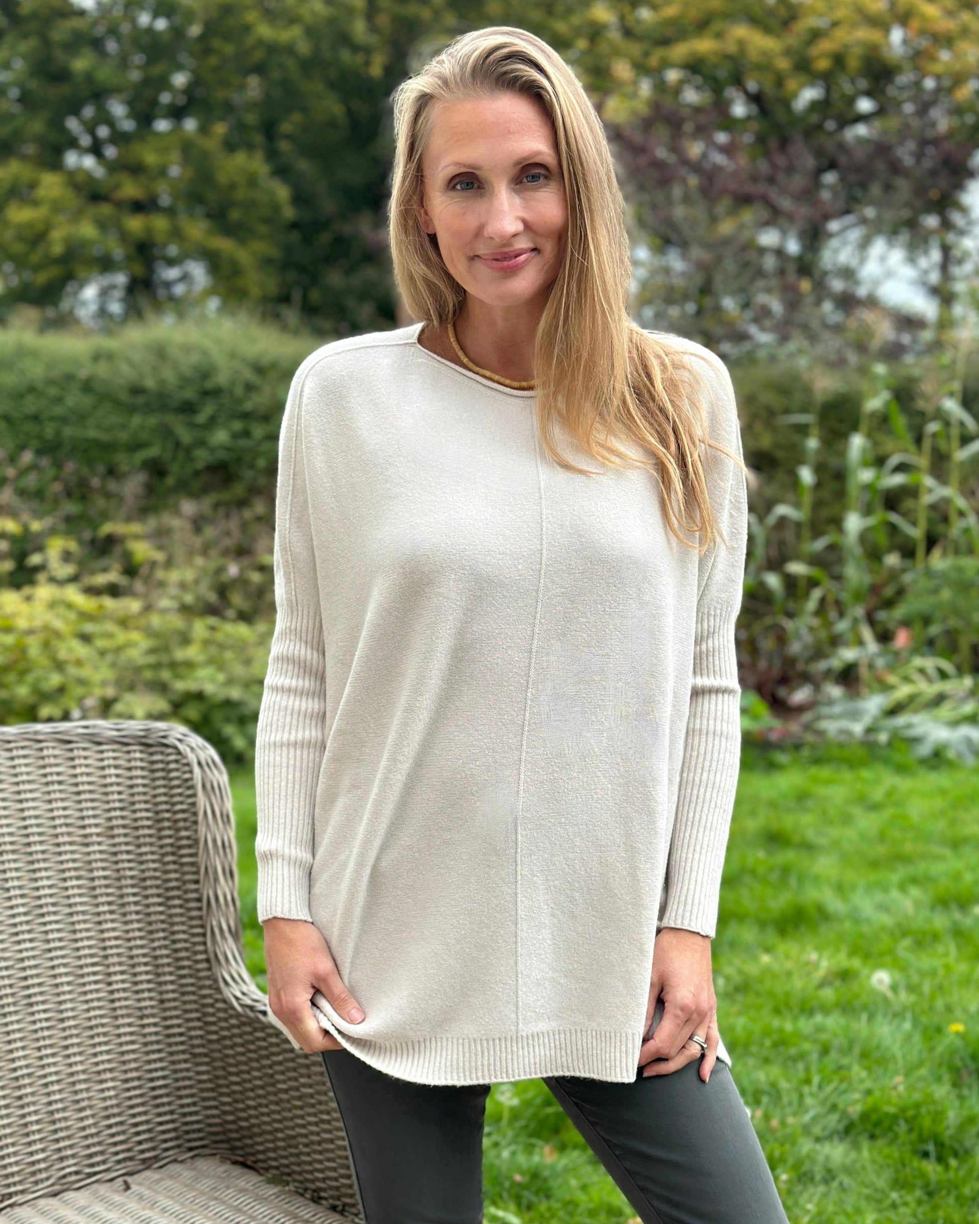 clothing Long Sleeve Slouchy Jumper - Beige