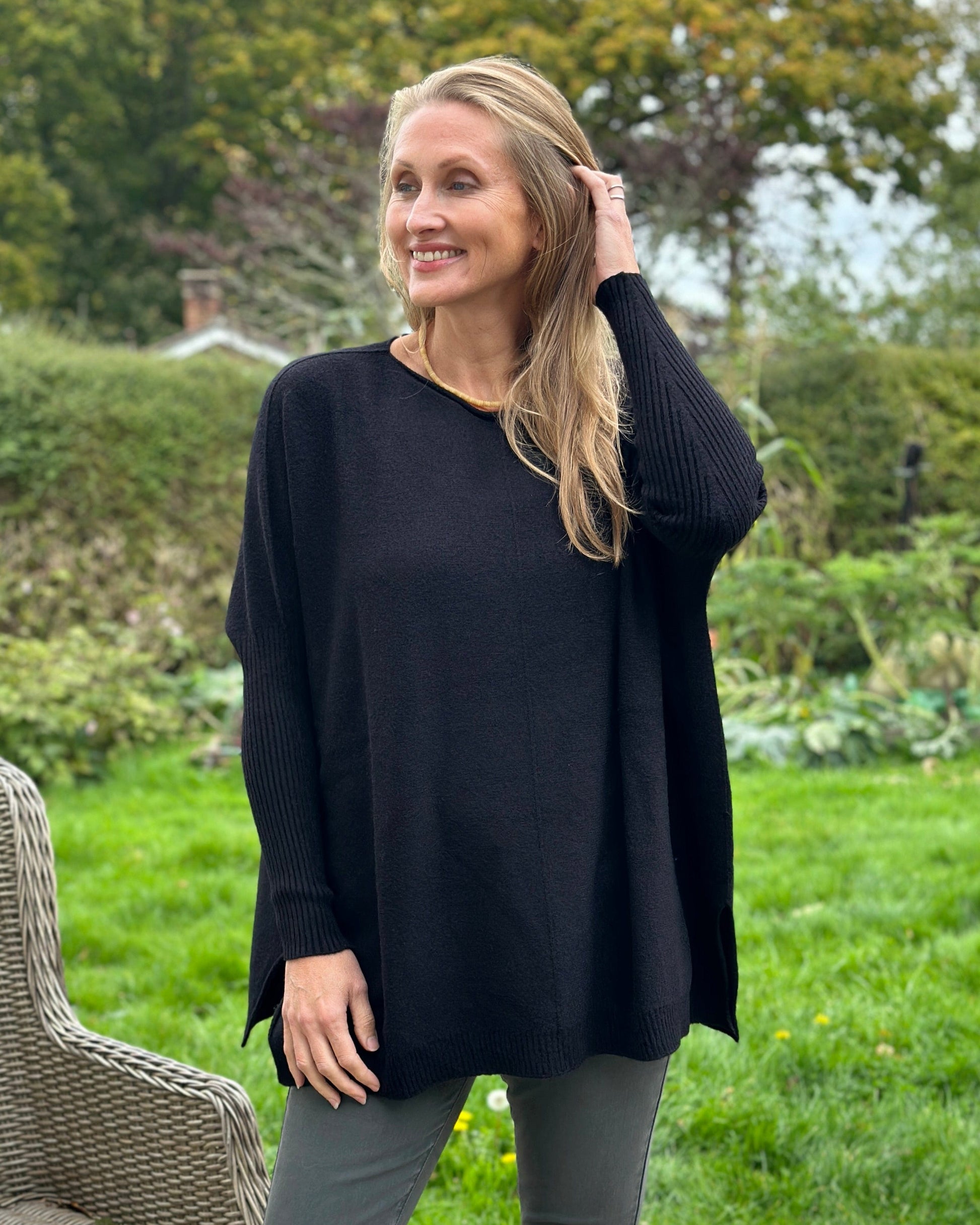 clothing Long Sleeve Slouchy Jumper - Black