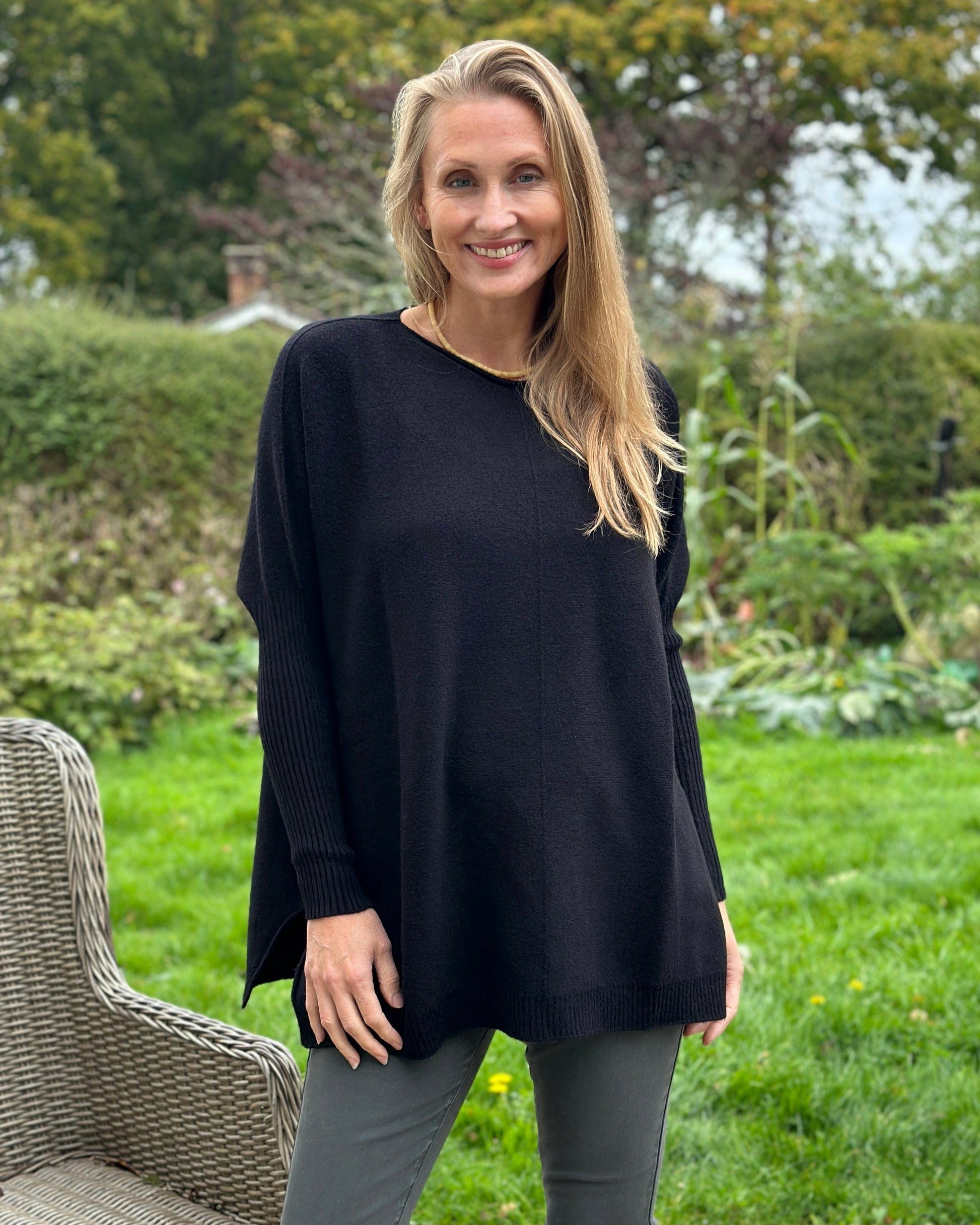 clothing Long Sleeve Slouchy Jumper - Black