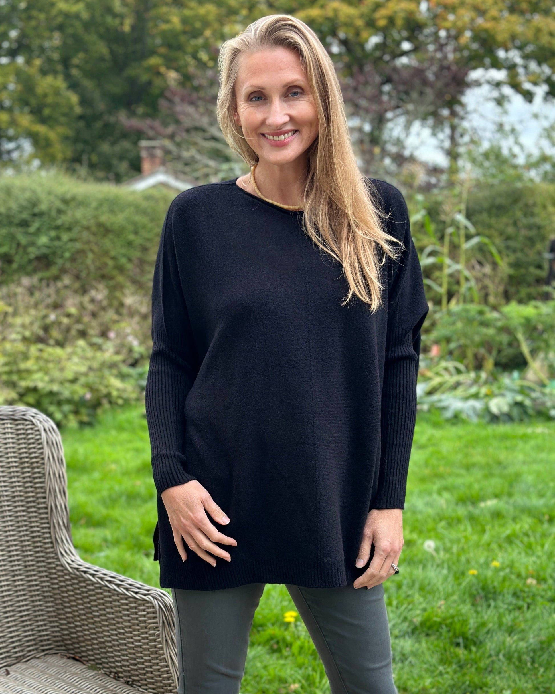 clothing Long Sleeve Slouchy Jumper - Black