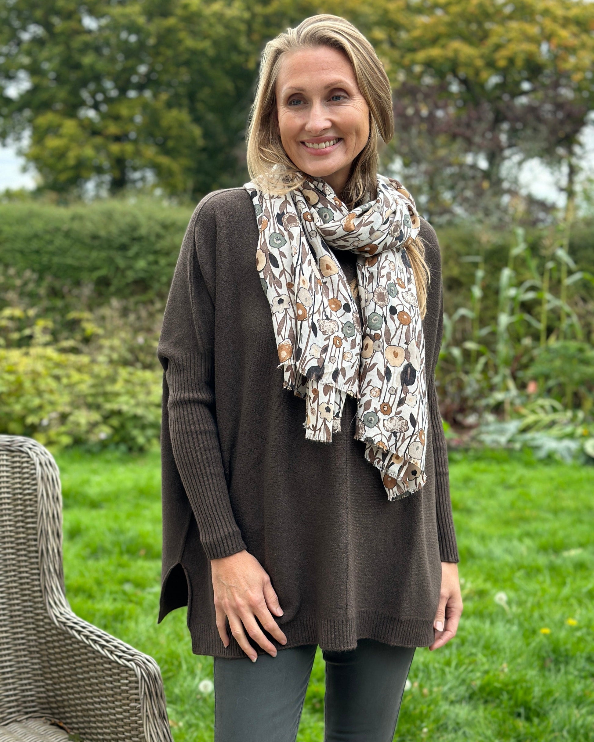 clothing Long Sleeve Slouchy Jumper - Chocolate