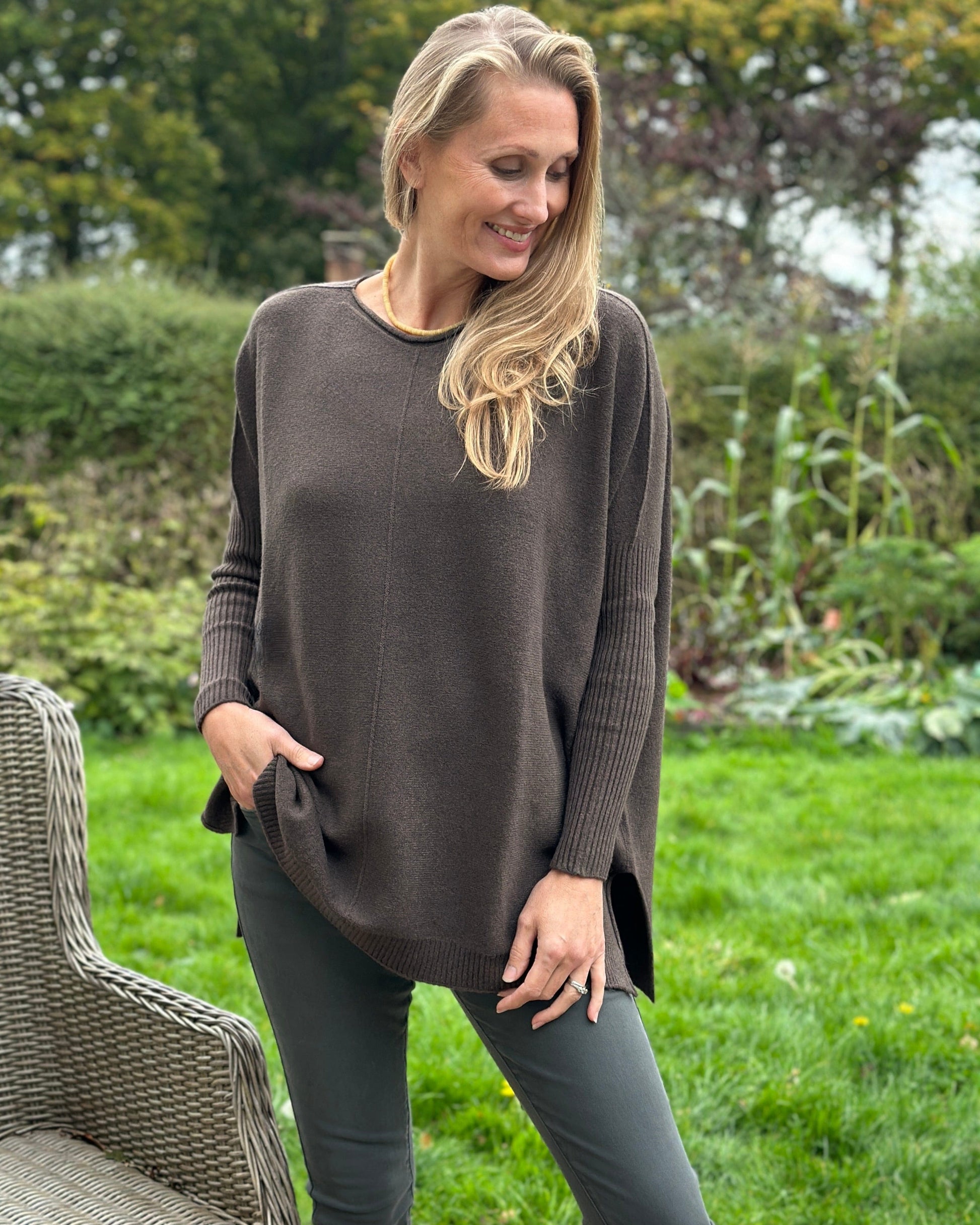 clothing Long Sleeve Slouchy Jumper - Chocolate