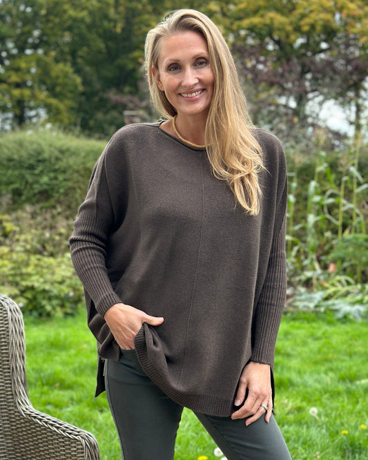 clothing Long Sleeve Slouchy Jumper - Chocolate