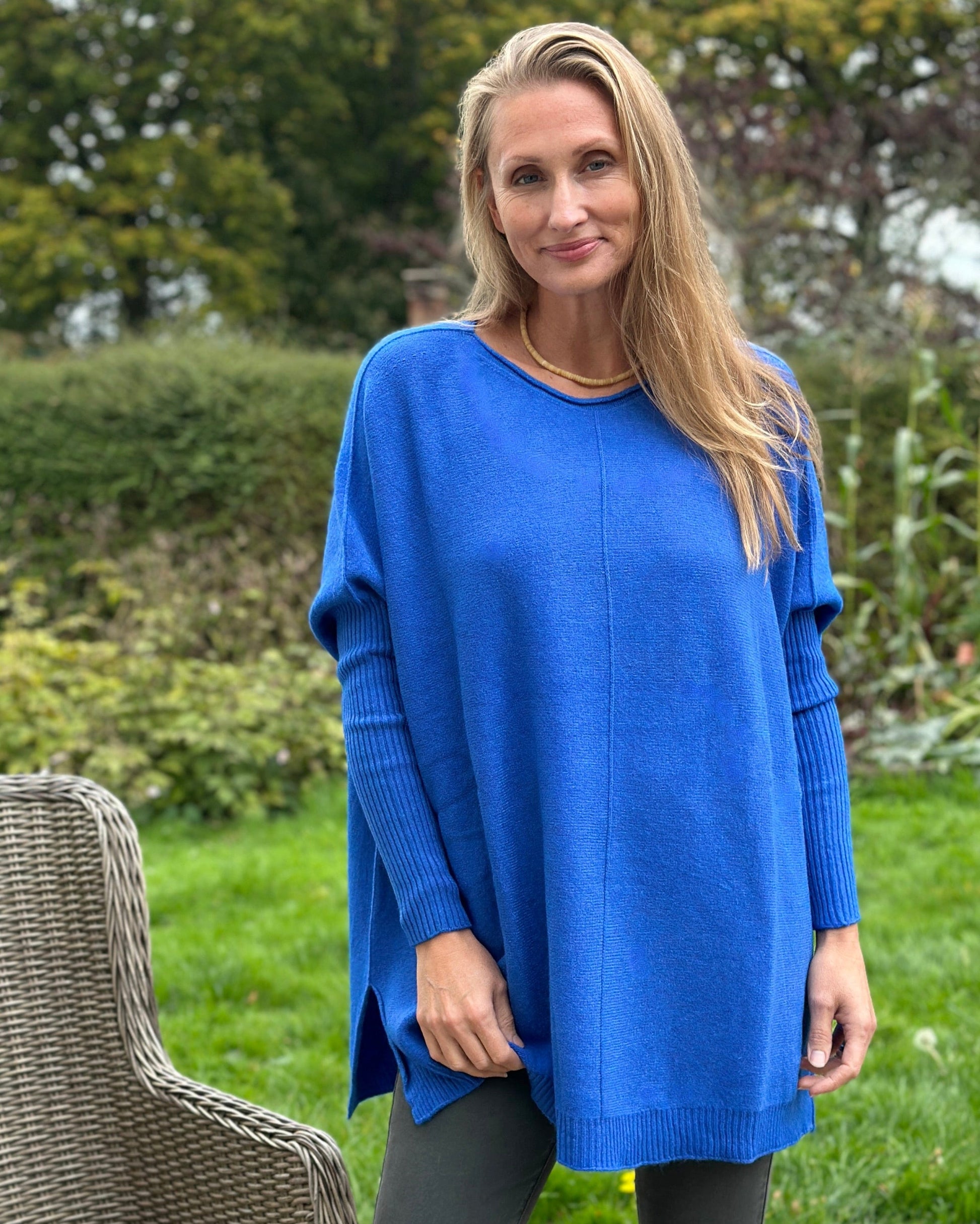 clothing Long Sleeve Slouchy Jumper - Cobalt Blue