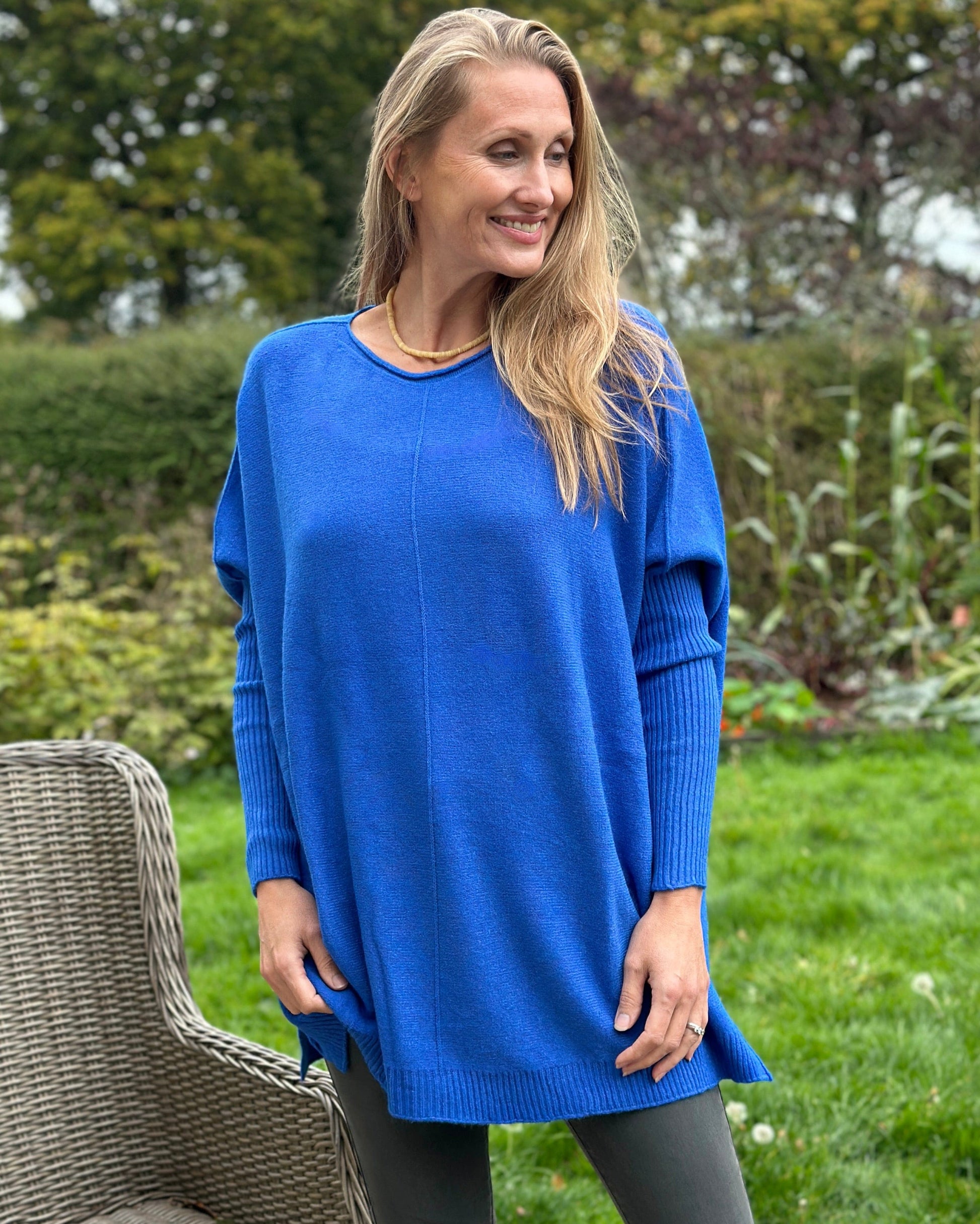 clothing Long Sleeve Slouchy Jumper - Cobalt Blue