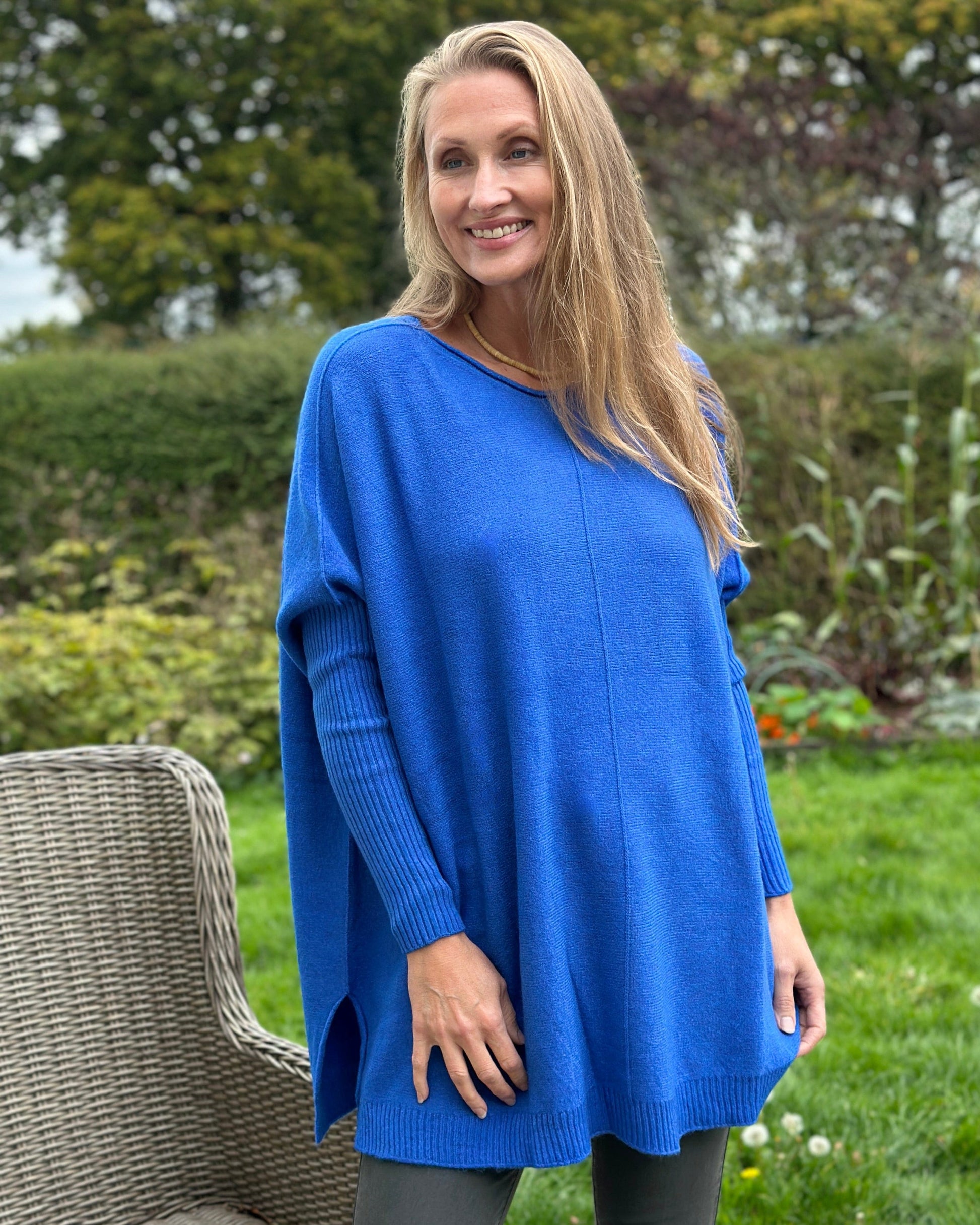 clothing Long Sleeve Slouchy Jumper - Cobalt Blue