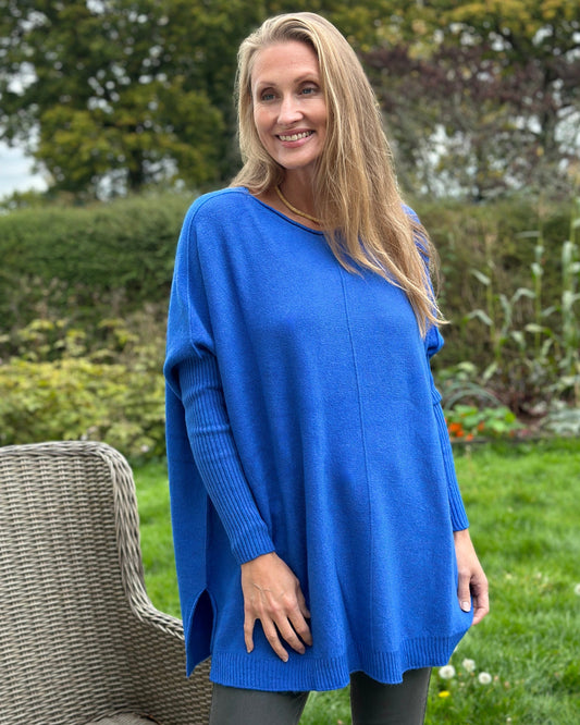clothing Long Sleeve Slouchy Jumper - Cobalt Blue