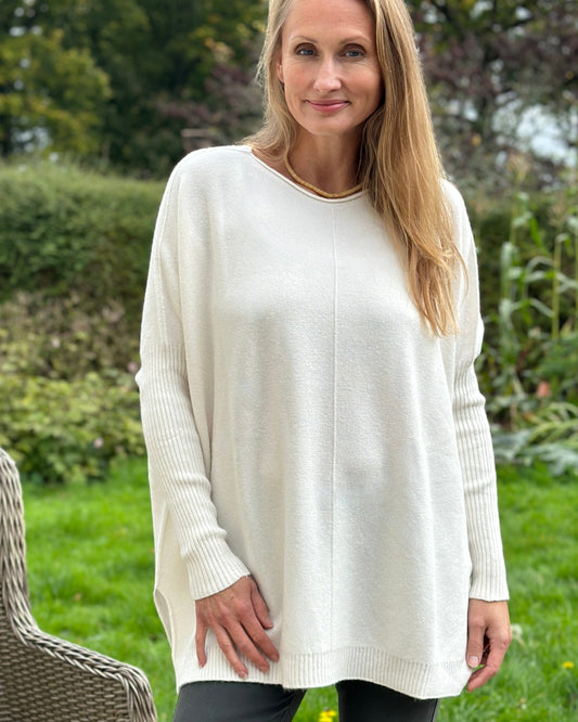 clothing Long Sleeve Slouchy Jumper - Cream