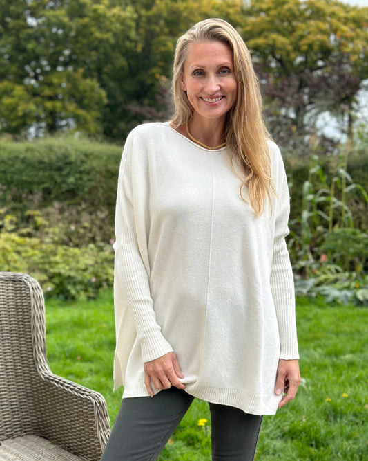 clothing Long Sleeve Slouchy Jumper - Cream