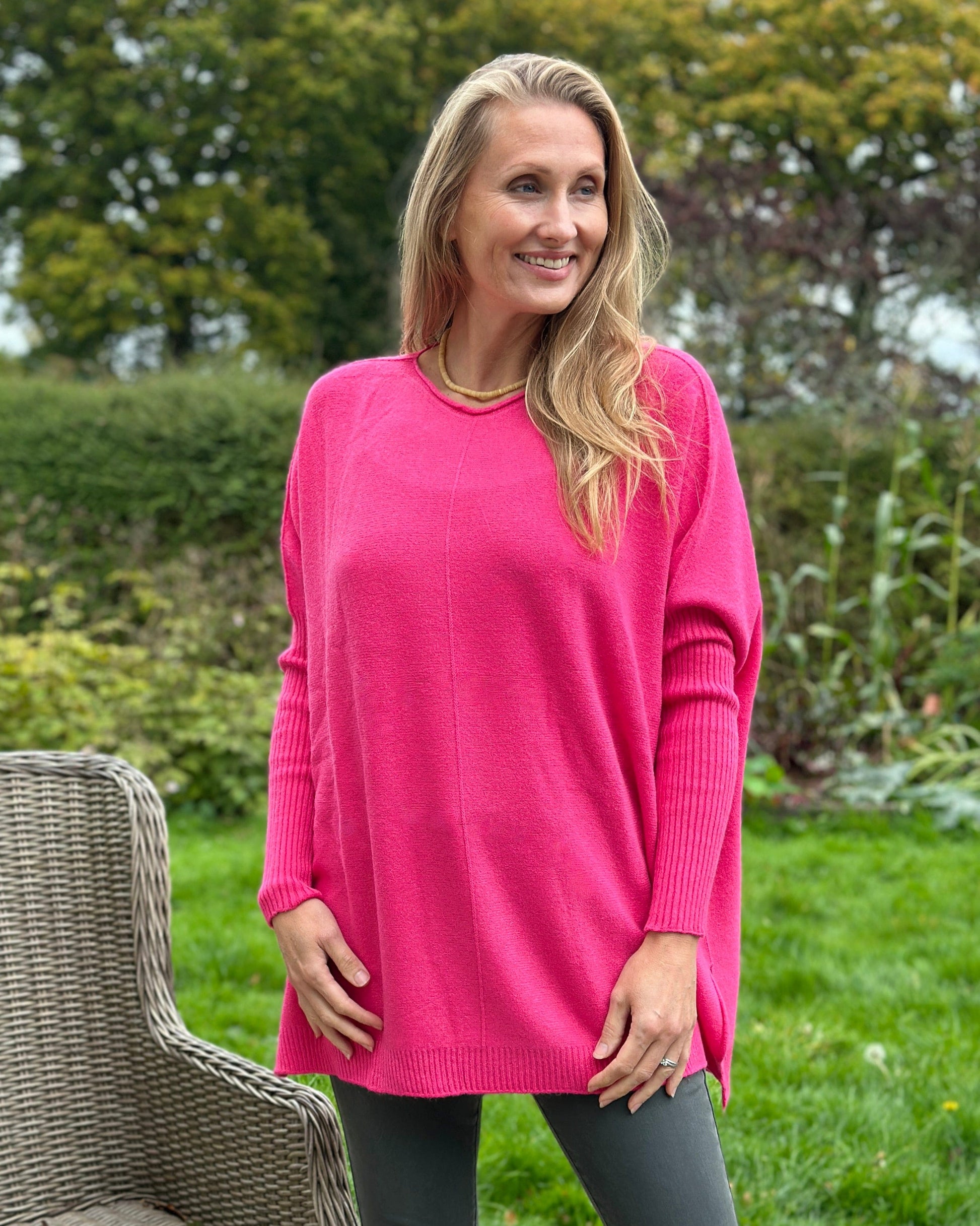 clothing Long Sleeve Slouchy Jumper - Fuchsia