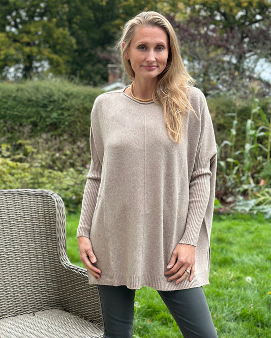 clothing Long Sleeve Slouchy Jumper - Oatmeal