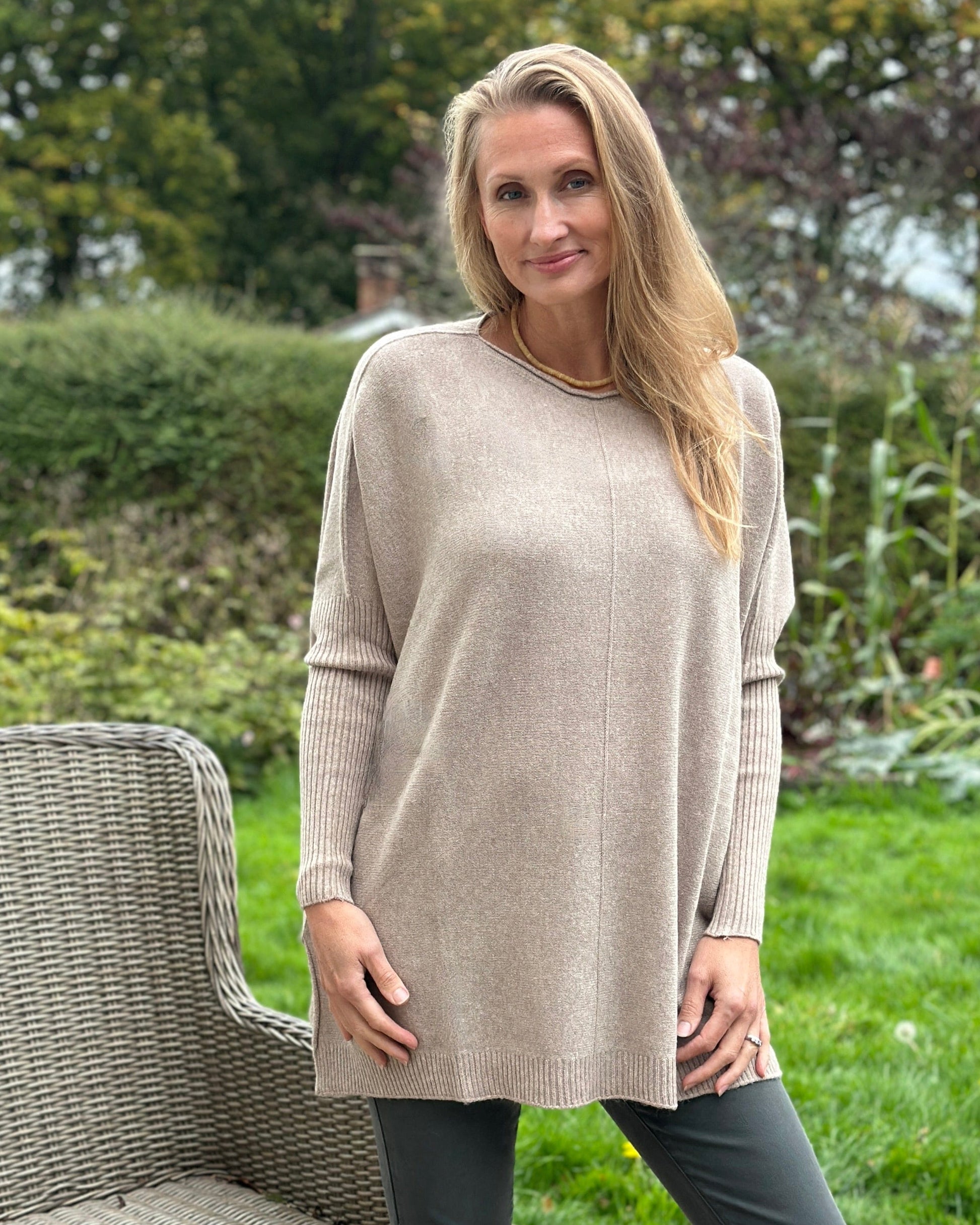 clothing Long Sleeve Slouchy Jumper - Oatmeal