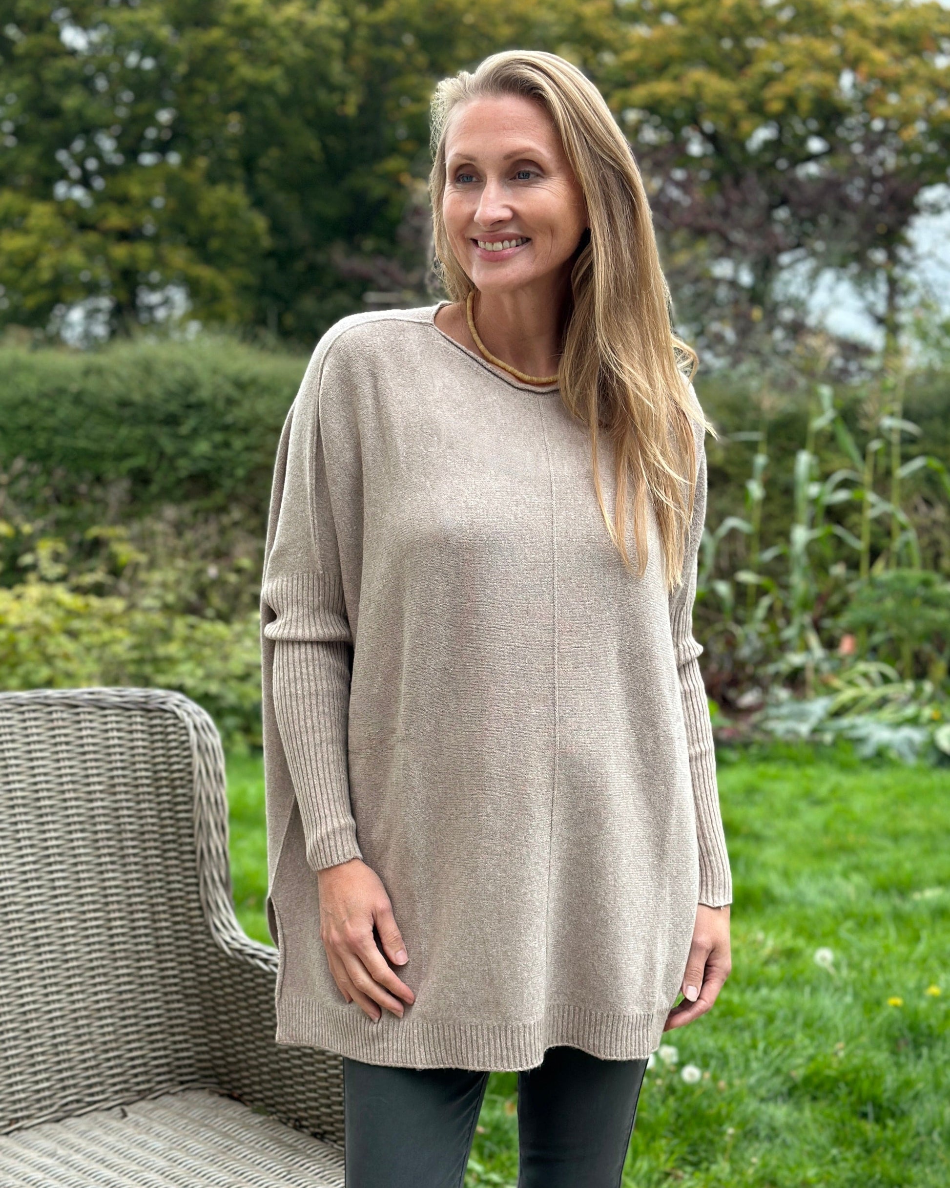 clothing Long Sleeve Slouchy Jumper - Oatmeal