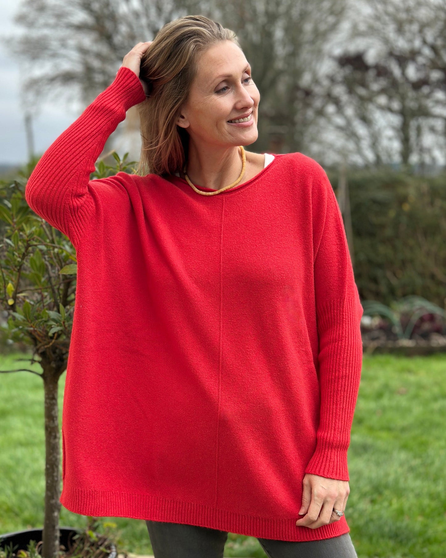clothing Long Sleeve Slouchy Jumper - Red