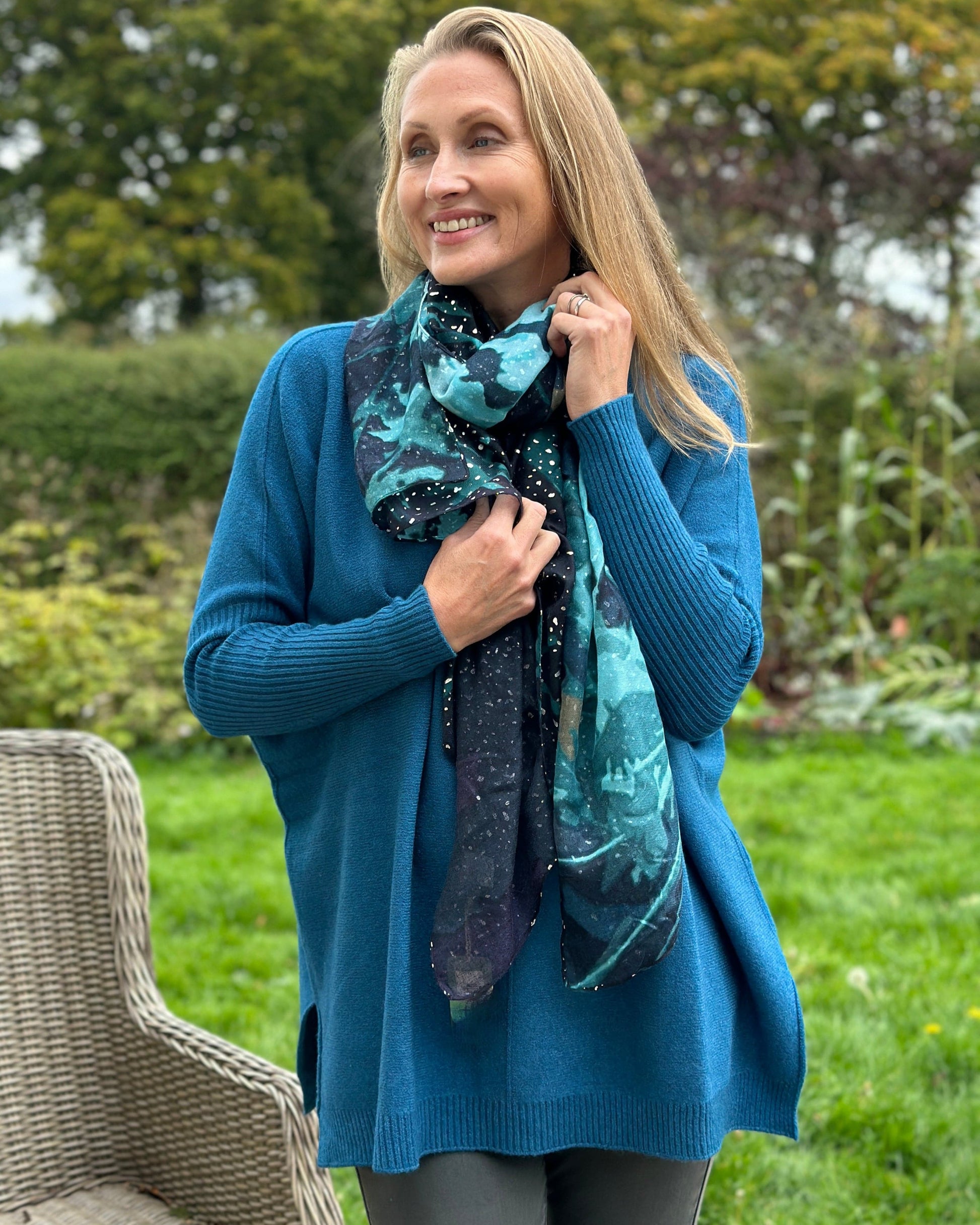 clothing Long Sleeve Slouchy Jumper - Teal