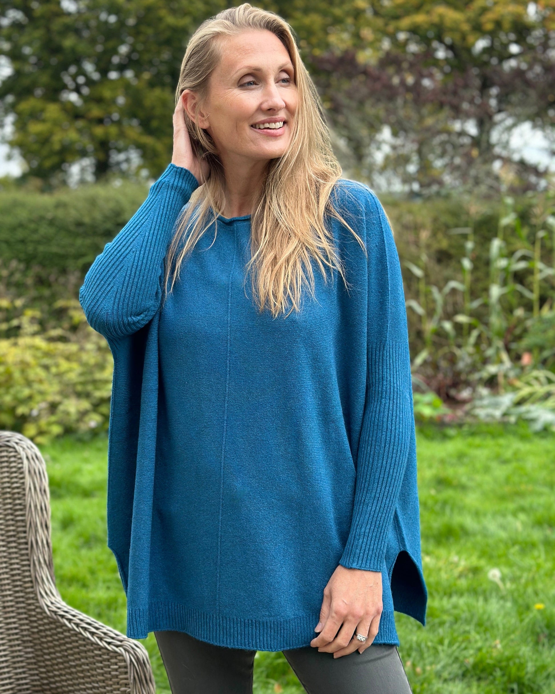 clothing Long Sleeve Slouchy Jumper - Teal