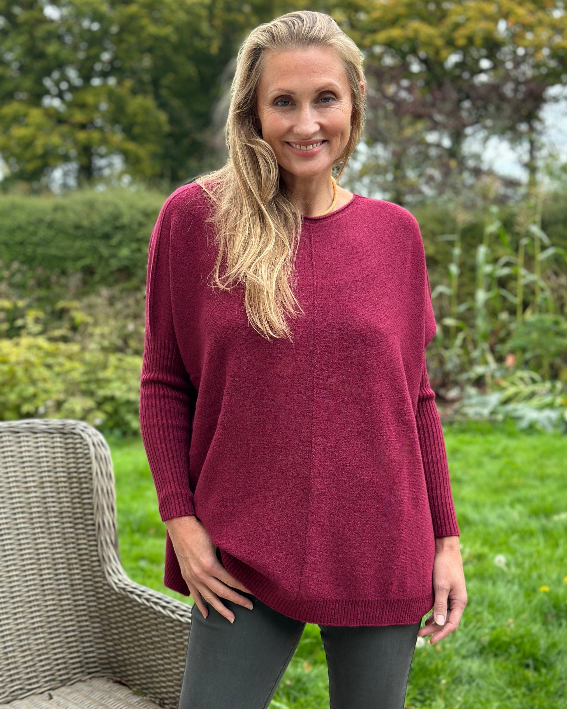 clothing Long Sleeve Slouchy Jumper - Wine