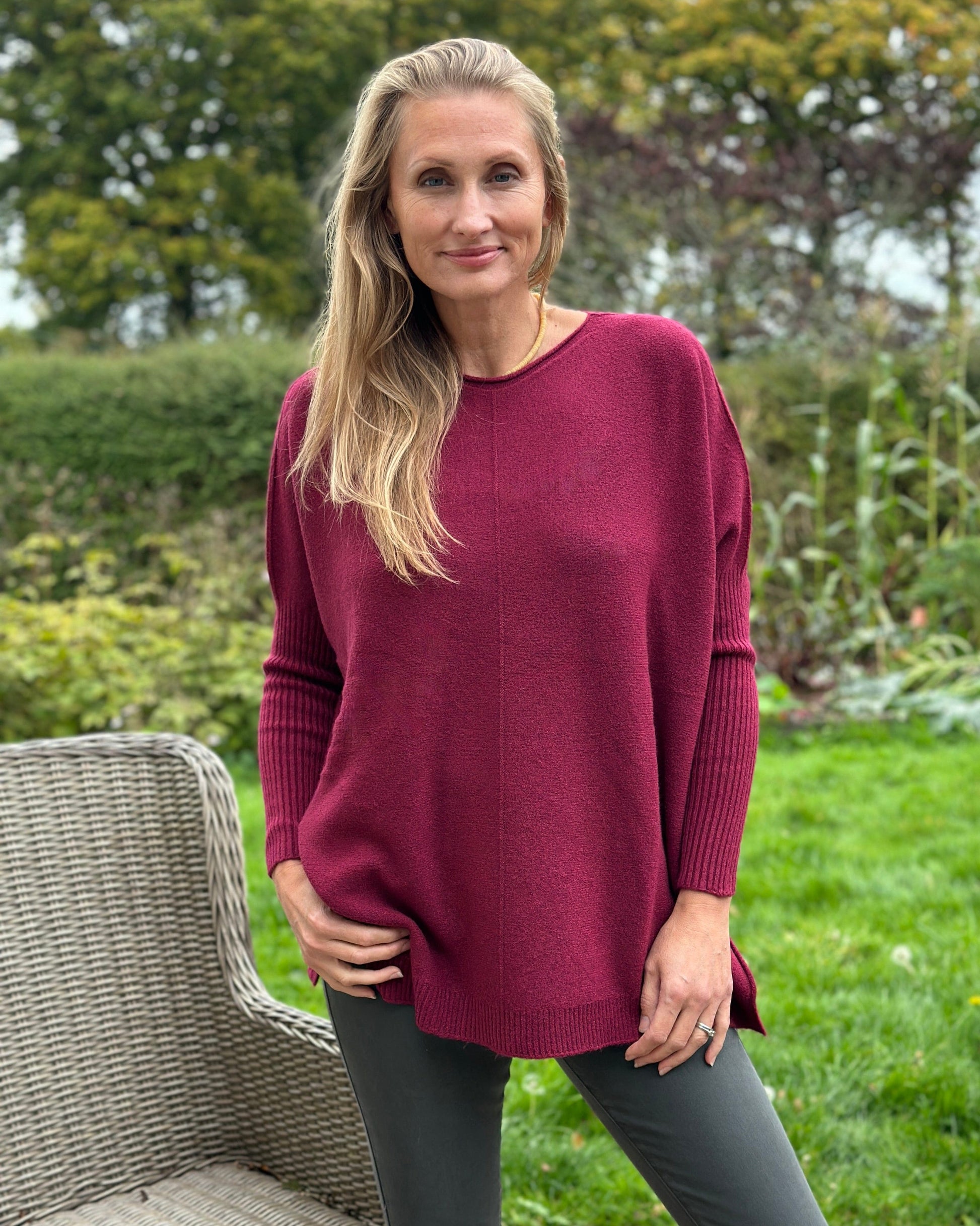 clothing Long Sleeve Slouchy Jumper - Wine