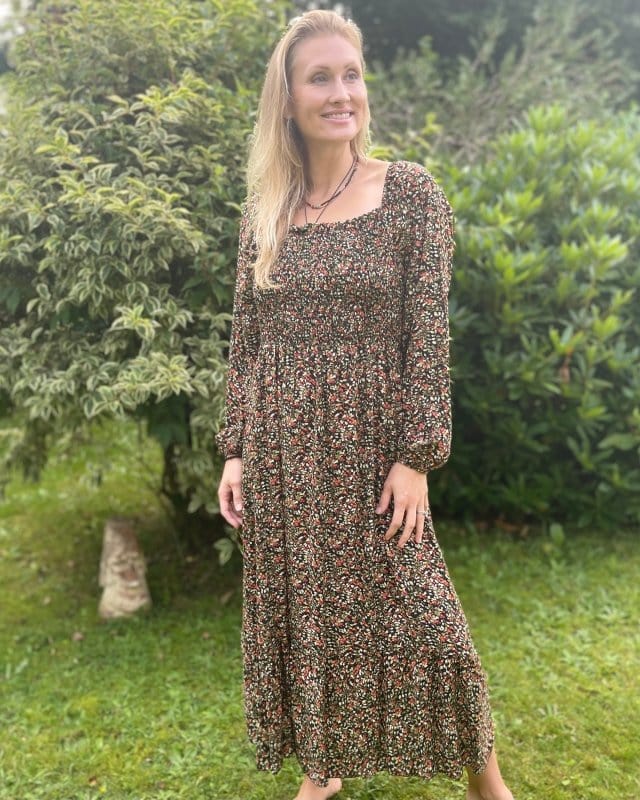 clothing Long Sleeved Ditsy Berries Print Dress - Black