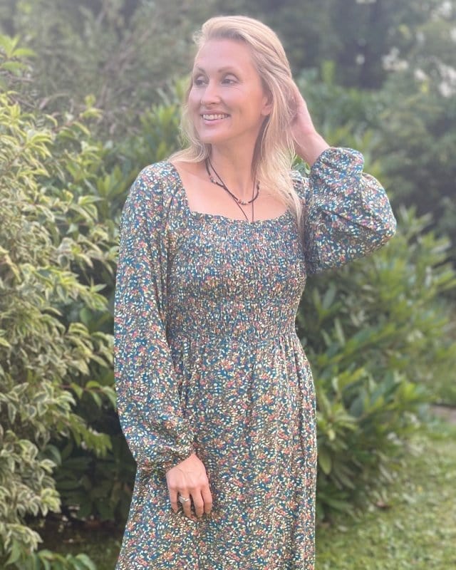 clothing Long Sleeved Ditsy Berries Print Dress - Teal
