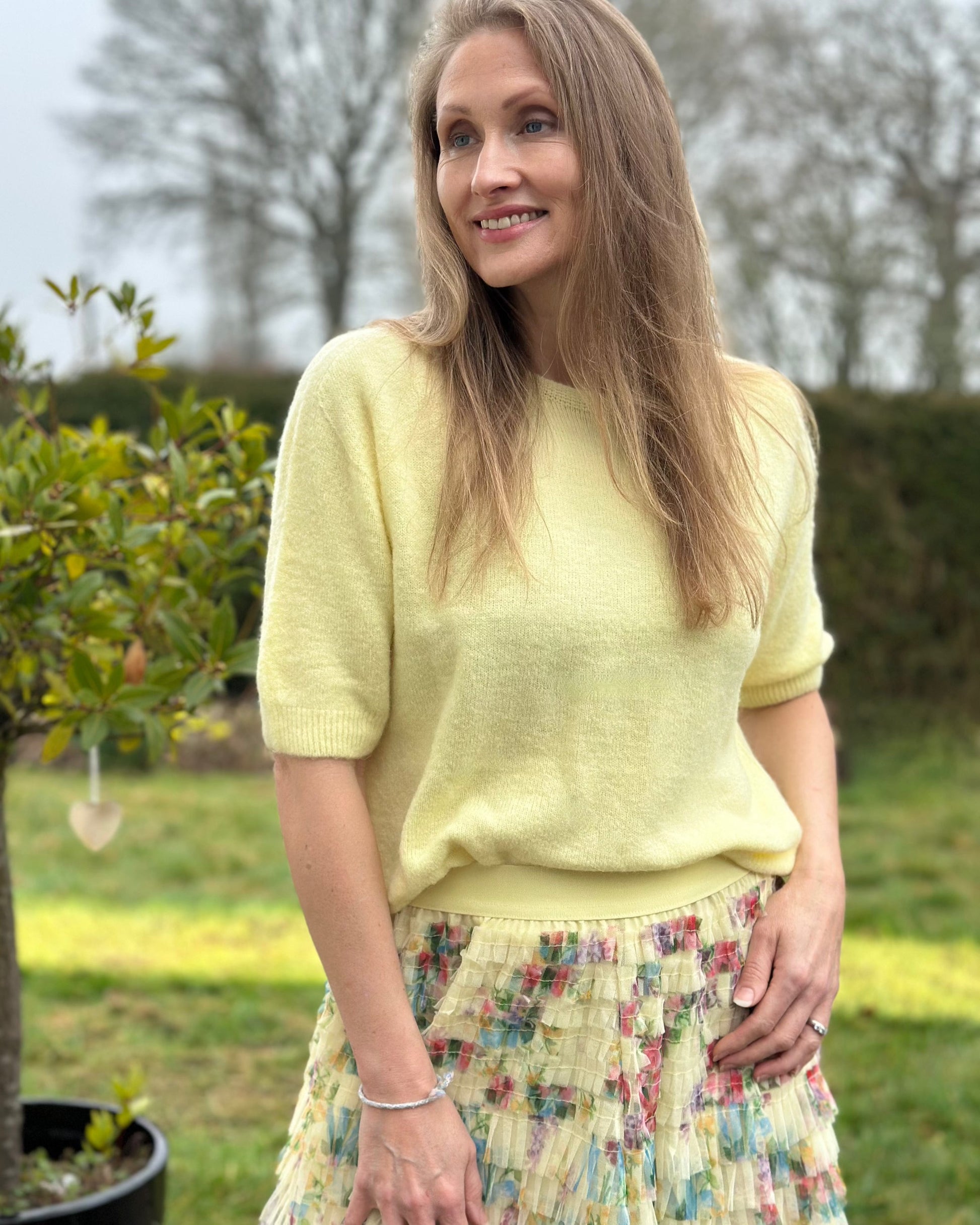 clothing Long Tiered Tulle Skirt - Lemon