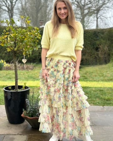 clothing Long Tiered Tulle Skirt - Lemon