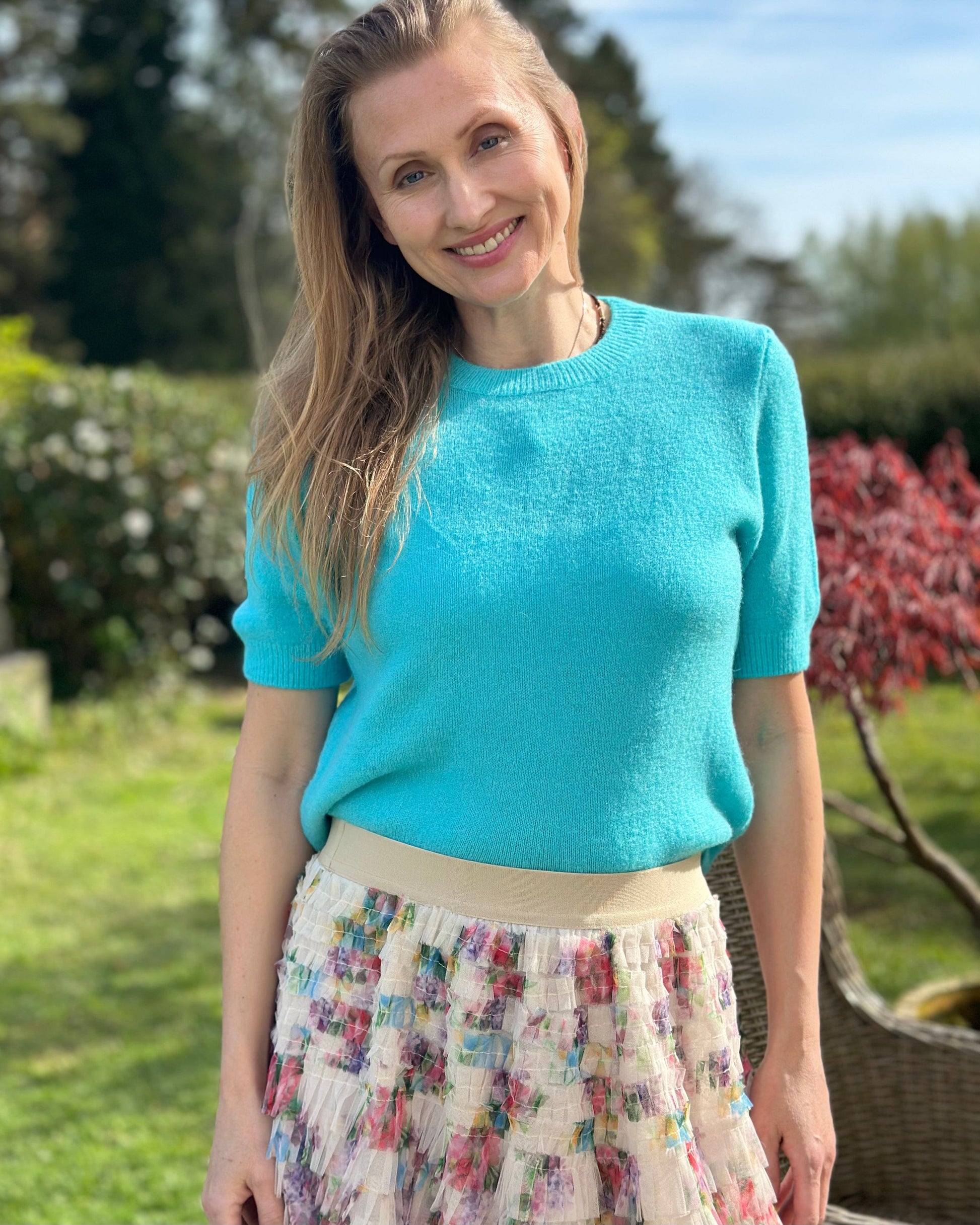 clothing Long Tiered Tulle Skirt - Stone/Floral