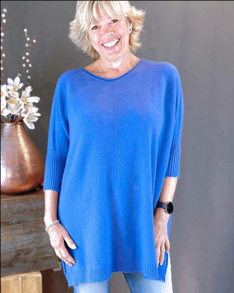 clothing Longline Slouchy Jumper - Cobalt Blue