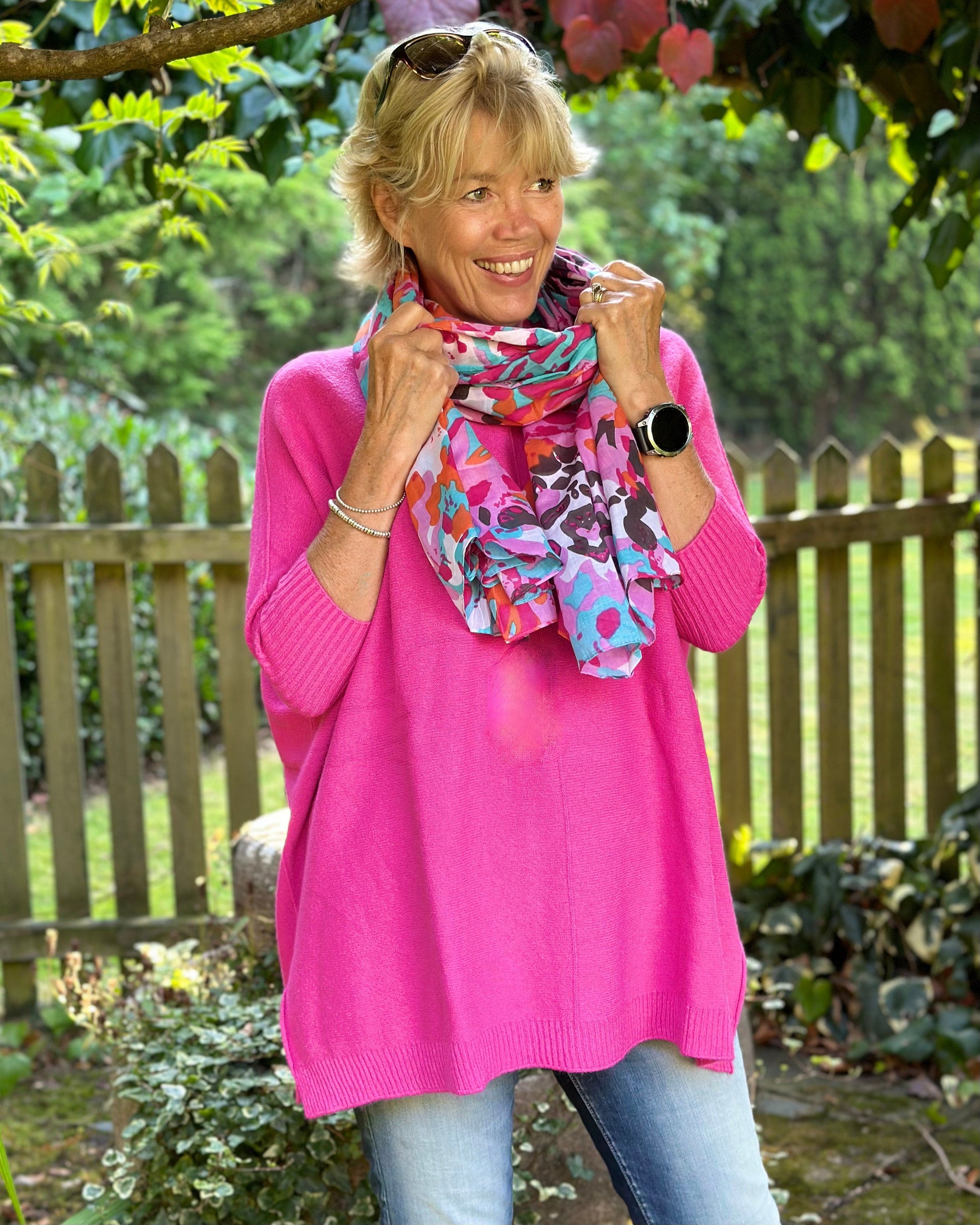 clothing Longline Slouchy Jumper - Fuchsia