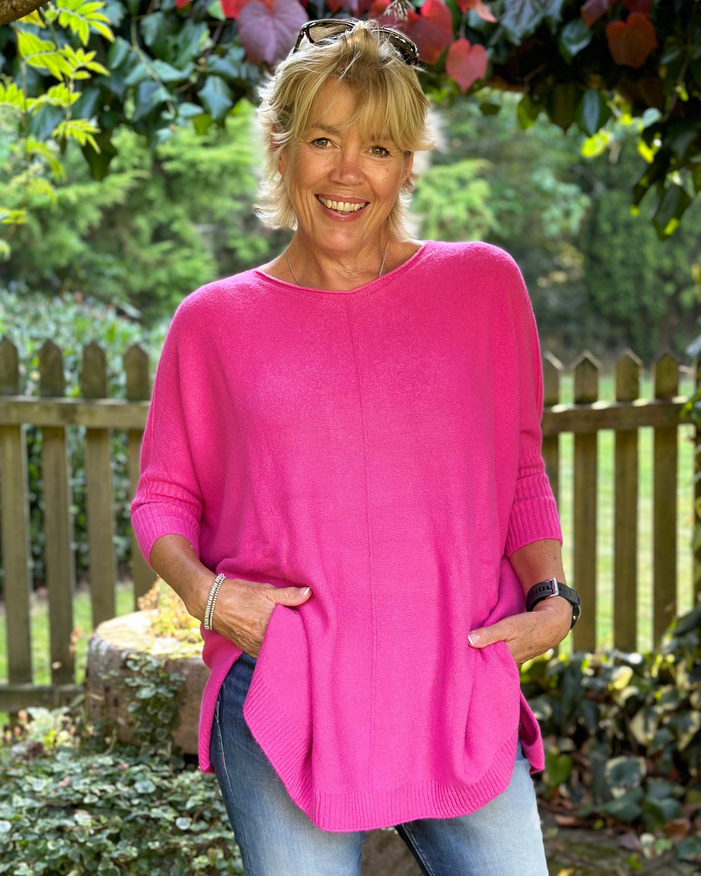 clothing Longline Slouchy Jumper - Fuchsia