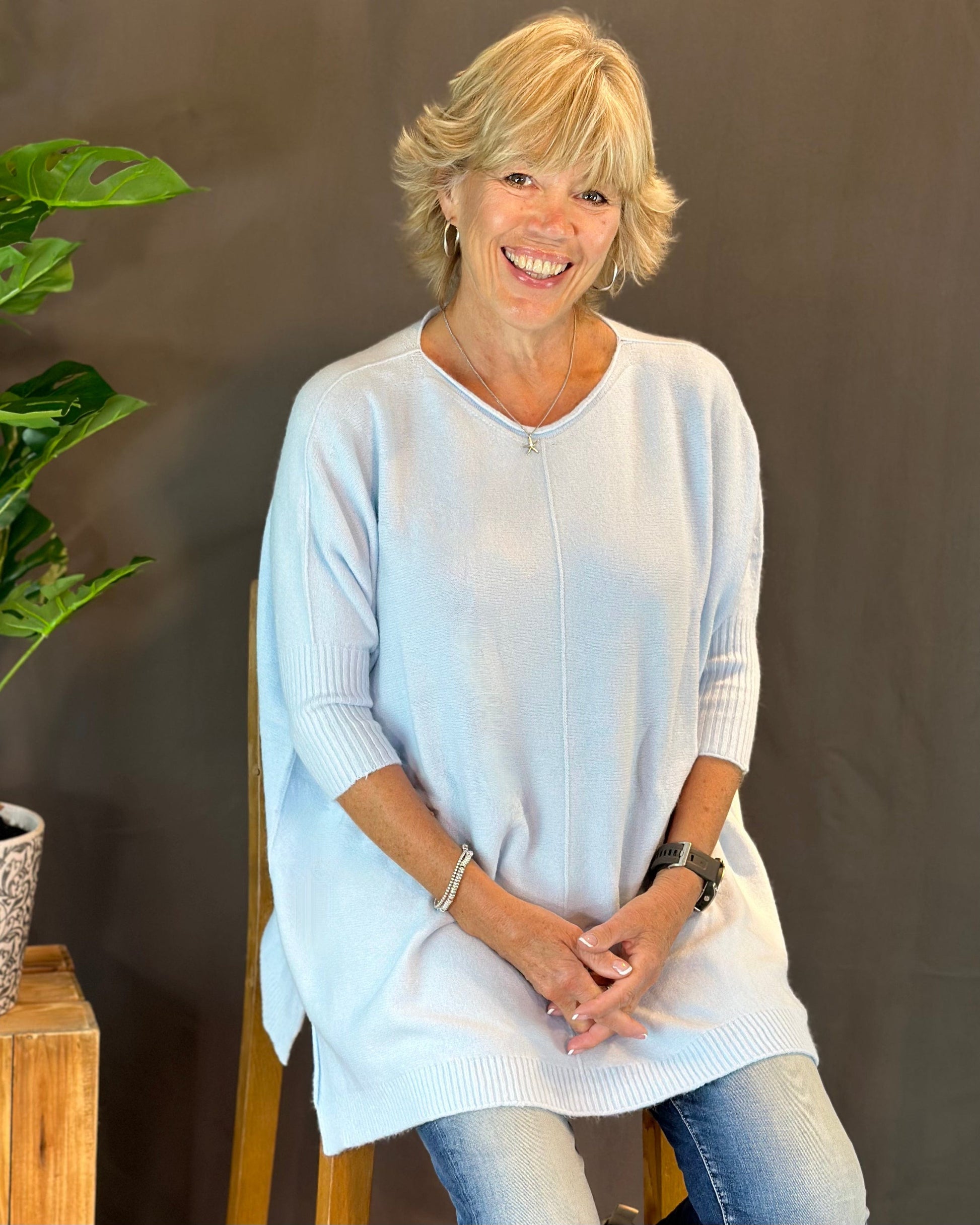 clothing Longline Slouchy Jumper - Ice Blue