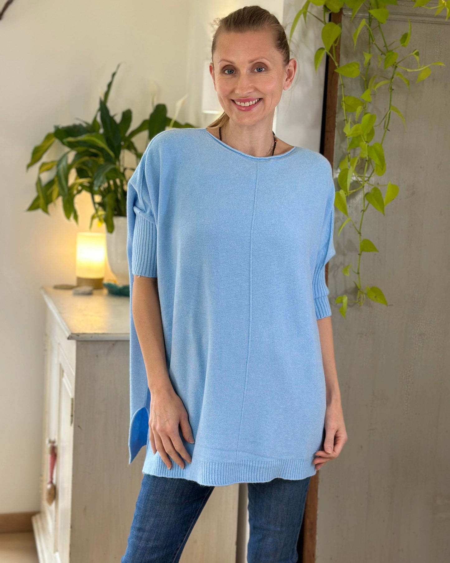 clothing Longline Slouchy Jumper - Pale Blue