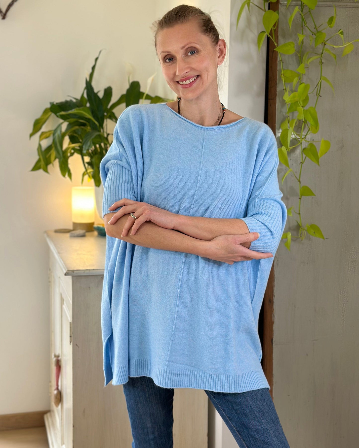 clothing Longline Slouchy Jumper - Pale Blue