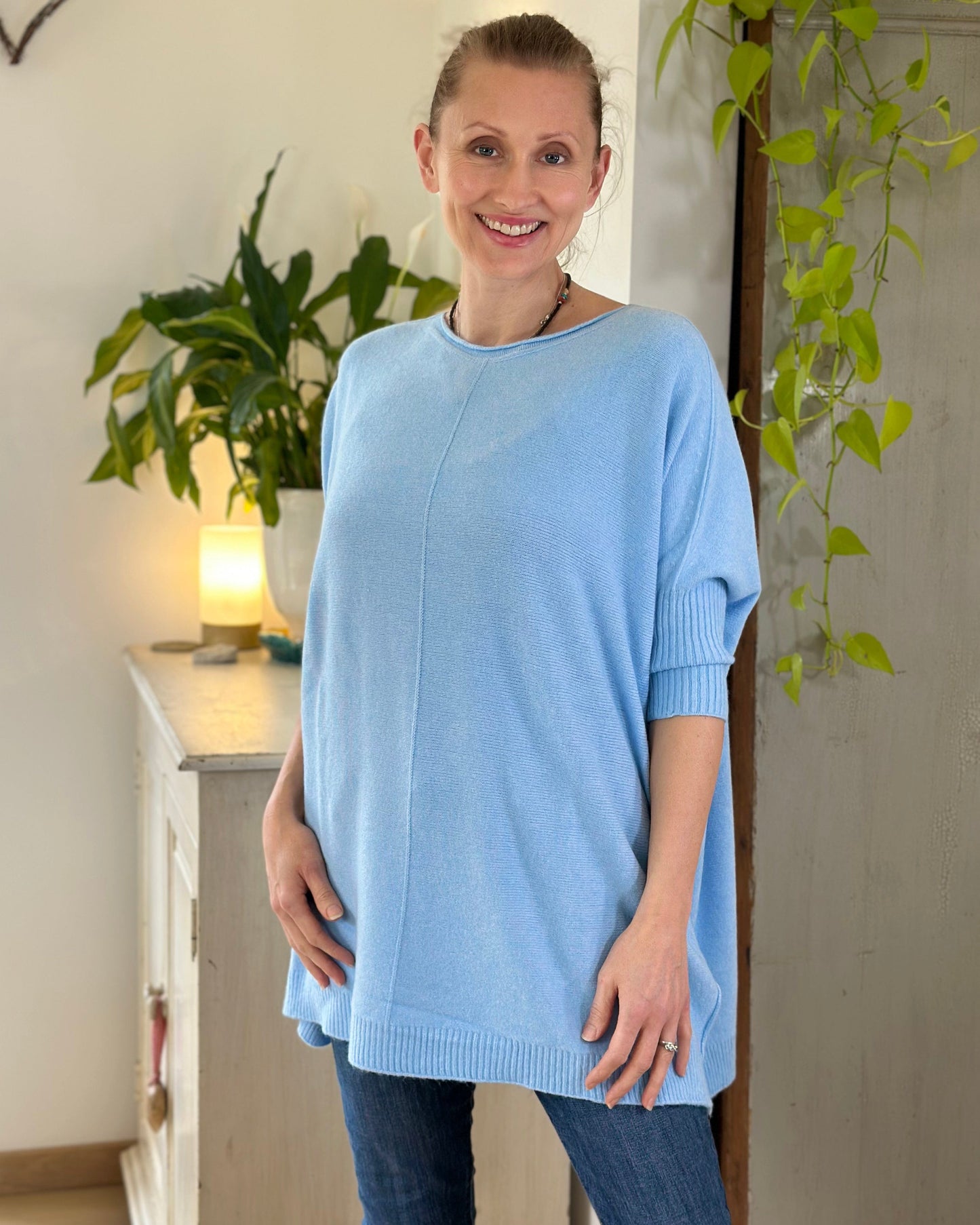 clothing Longline Slouchy Jumper - Pale Blue