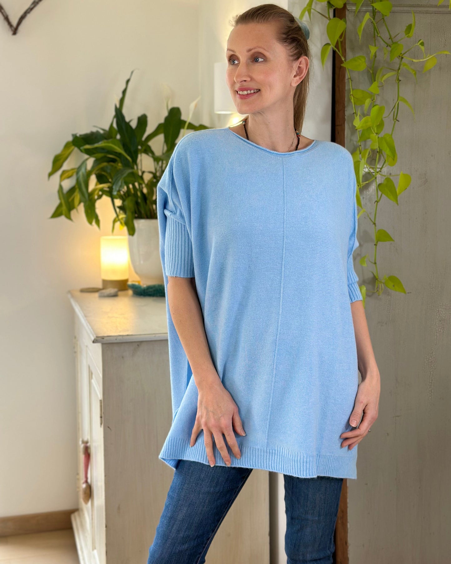 clothing Longline Slouchy Jumper - Pale Blue