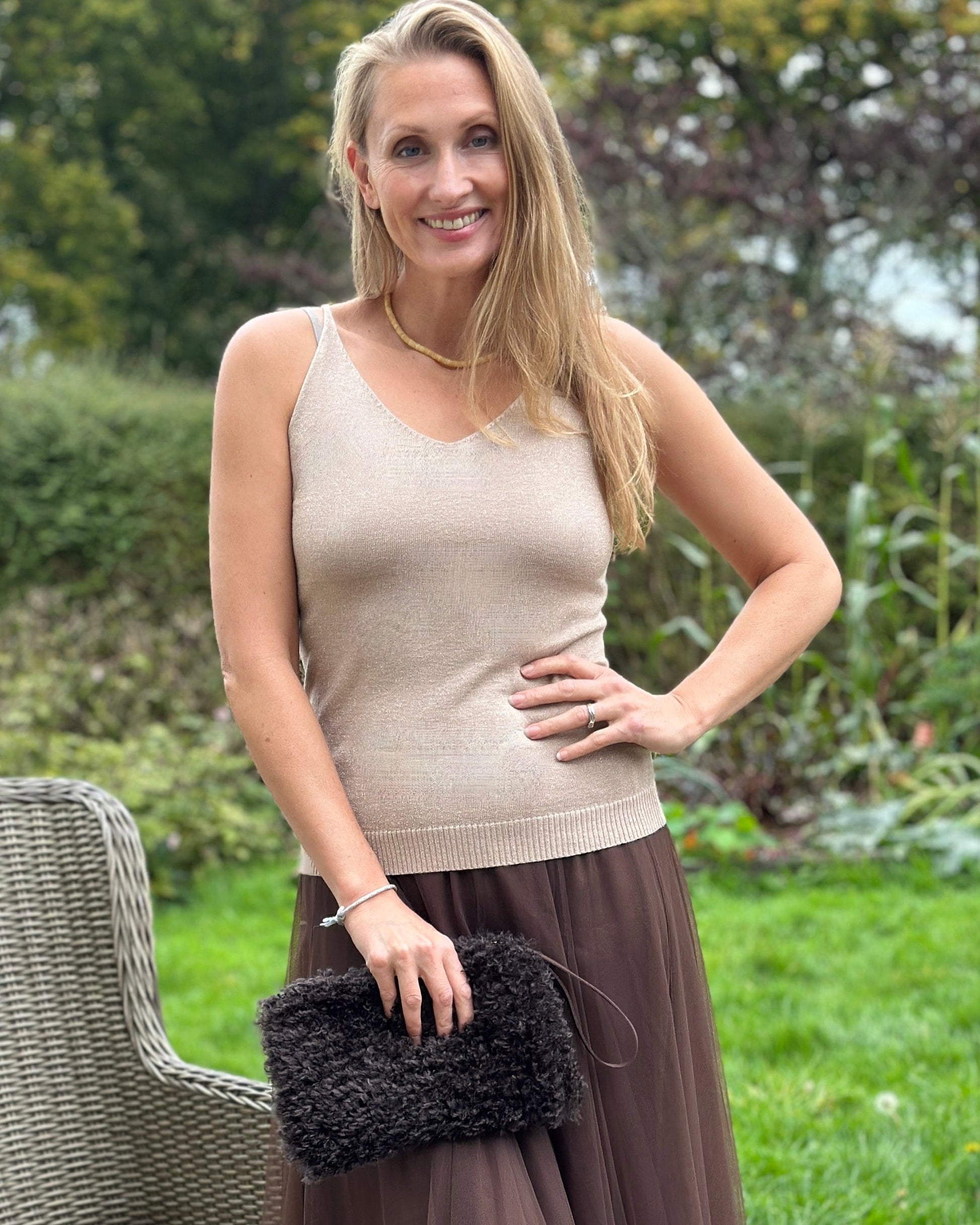 Clothing Lurex Tank Top - Taupe