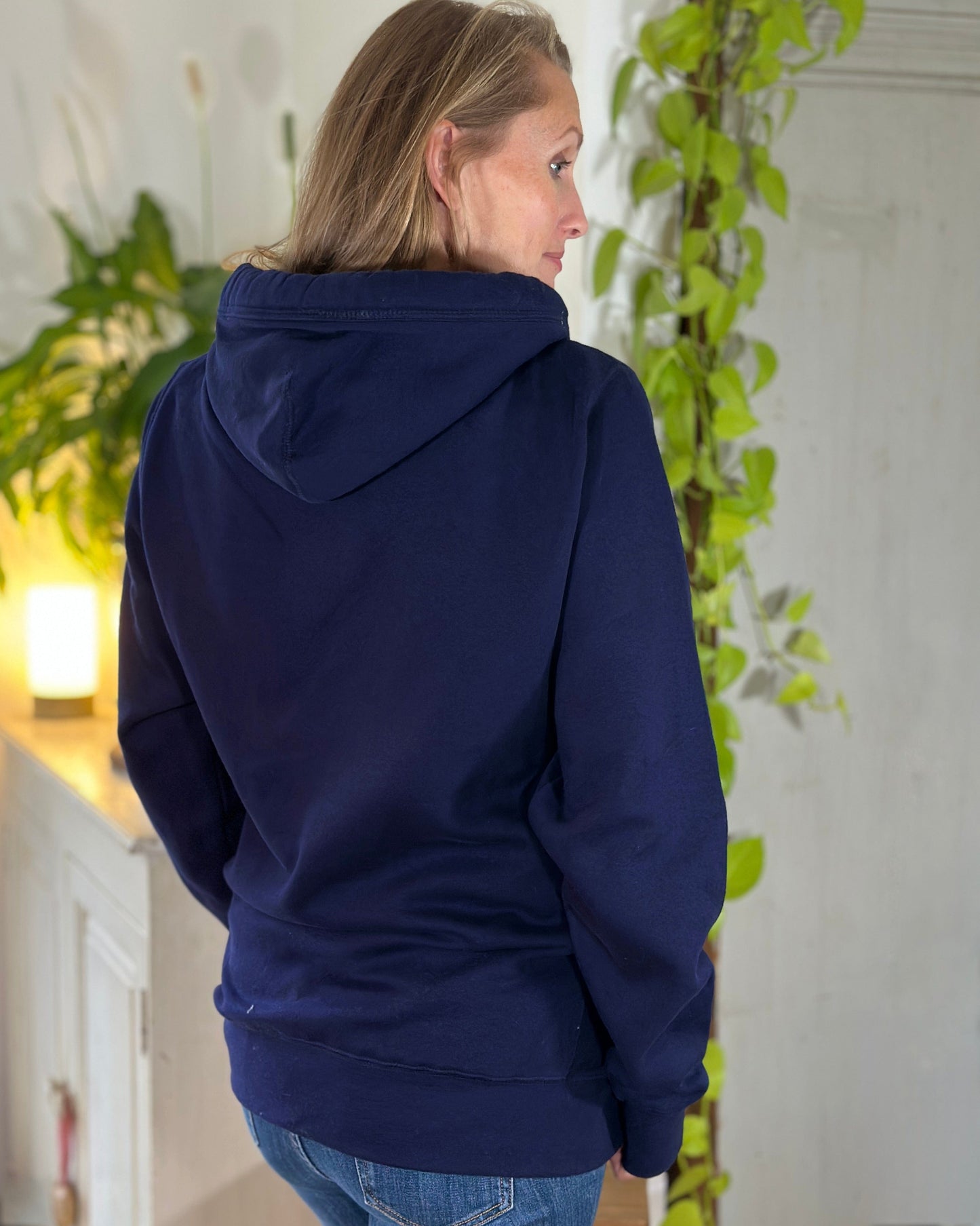 Clothing Luxury 'HELLO' Embellished Hoodie - Navy