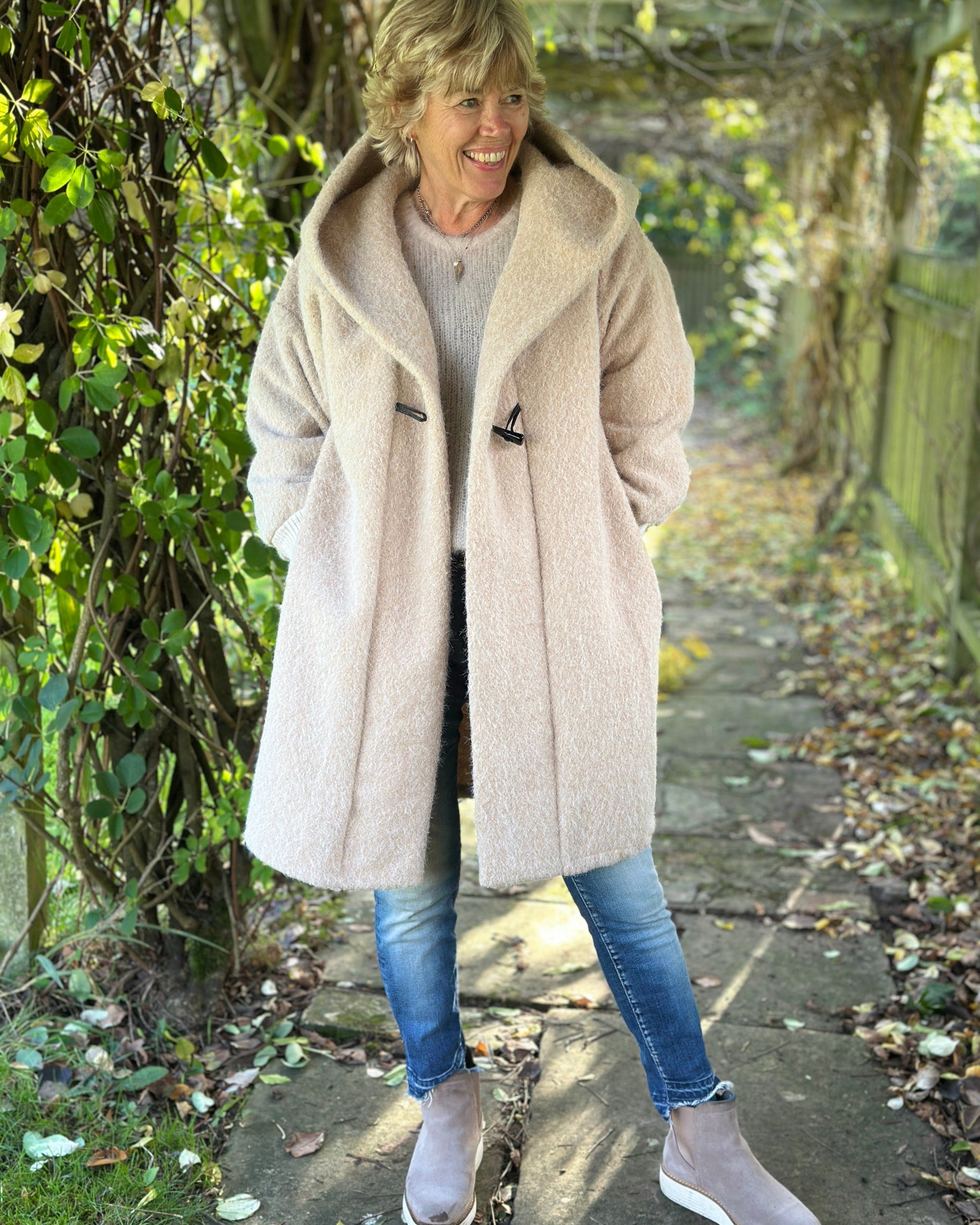 Clothing Oatmeal Hooded Toggle Coat