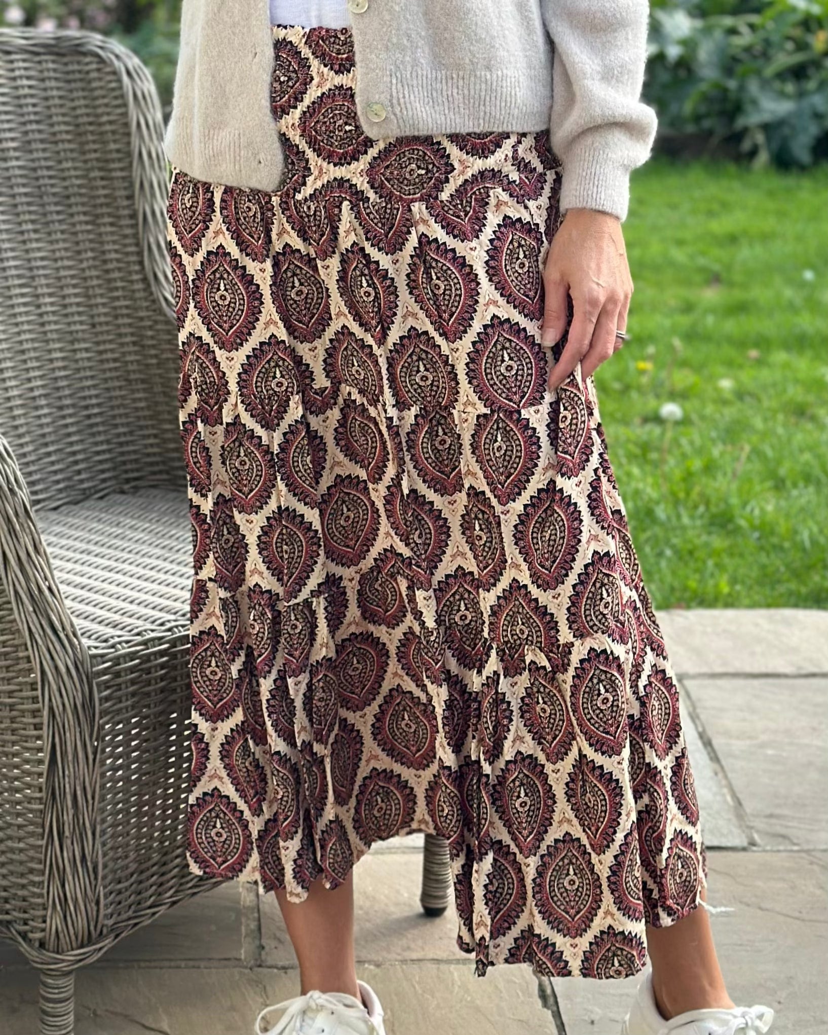 Clothing Patterned Tiered Skirt/Dress - Red/Black