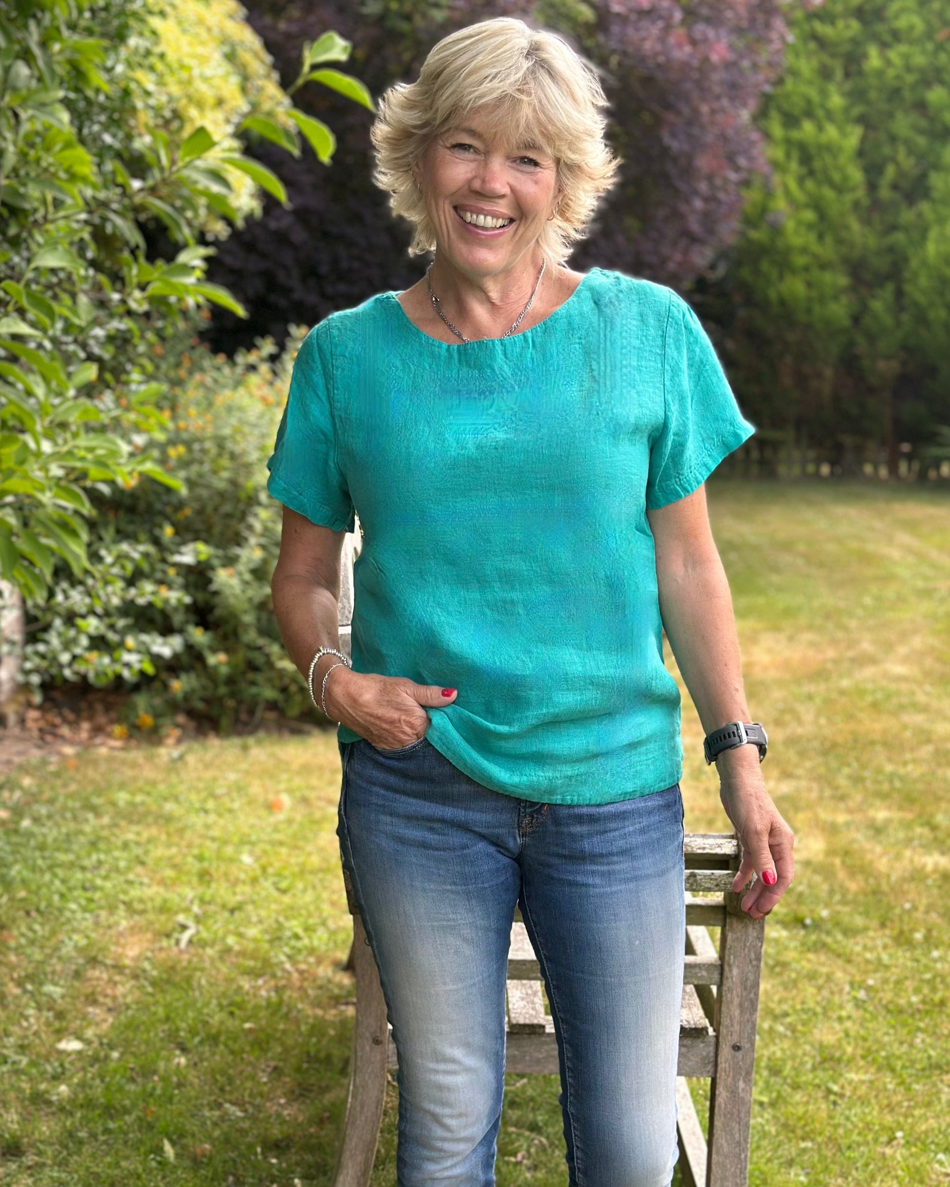 Clothing Plain Linen Top - Lagoon